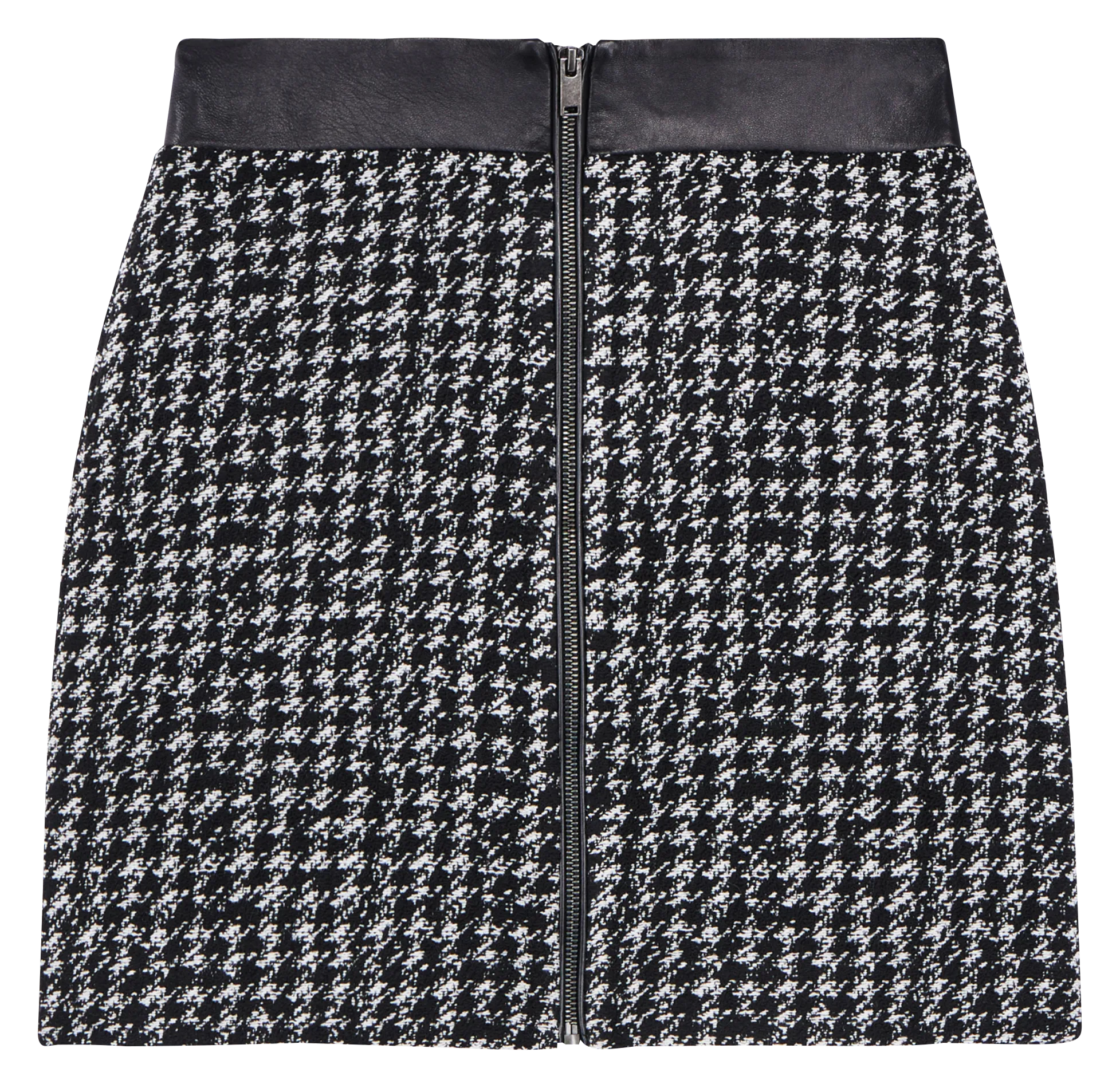 Jupe courte à motif pied de poule Noir