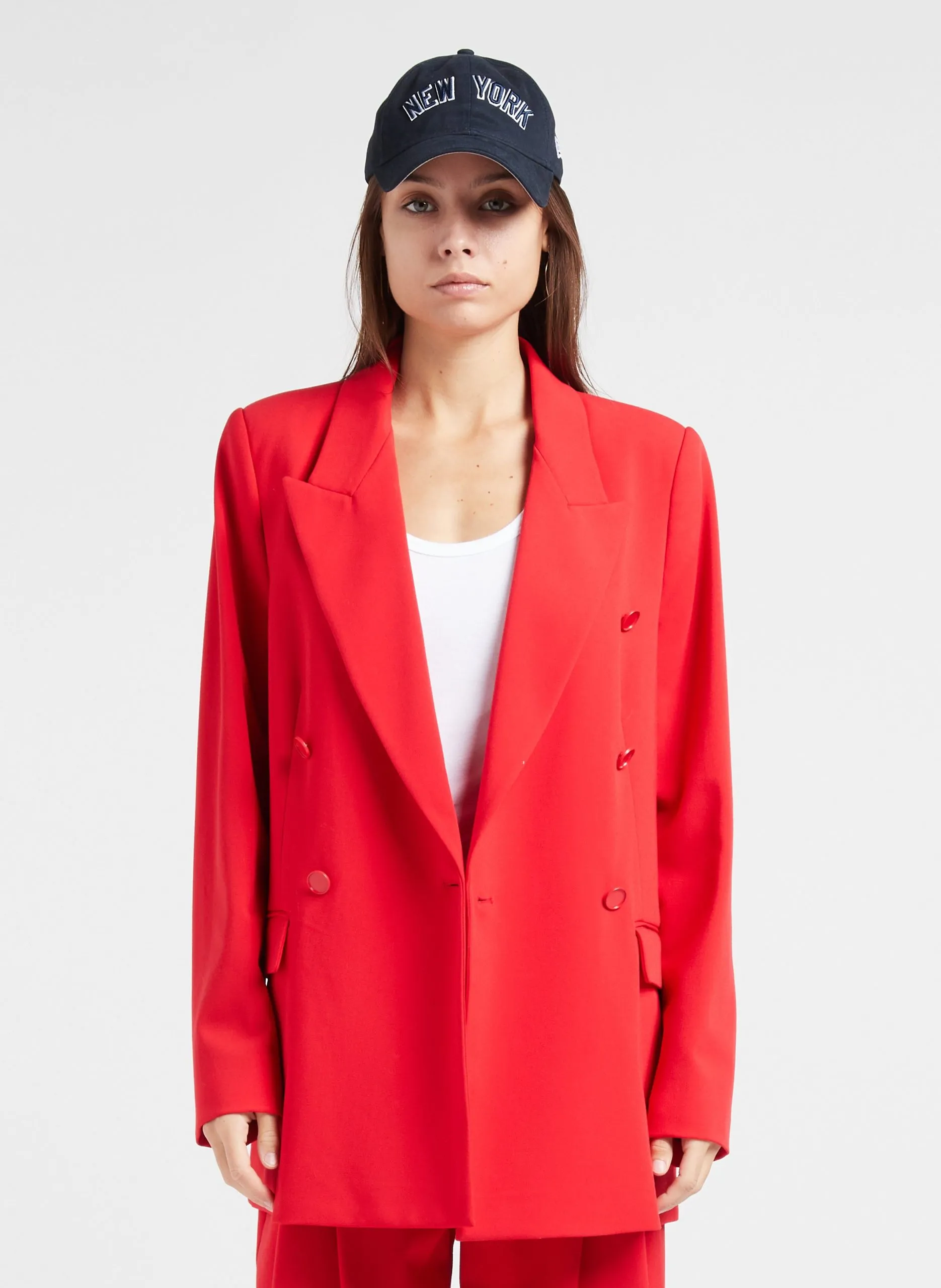 Veste de tailleur droite Rouge