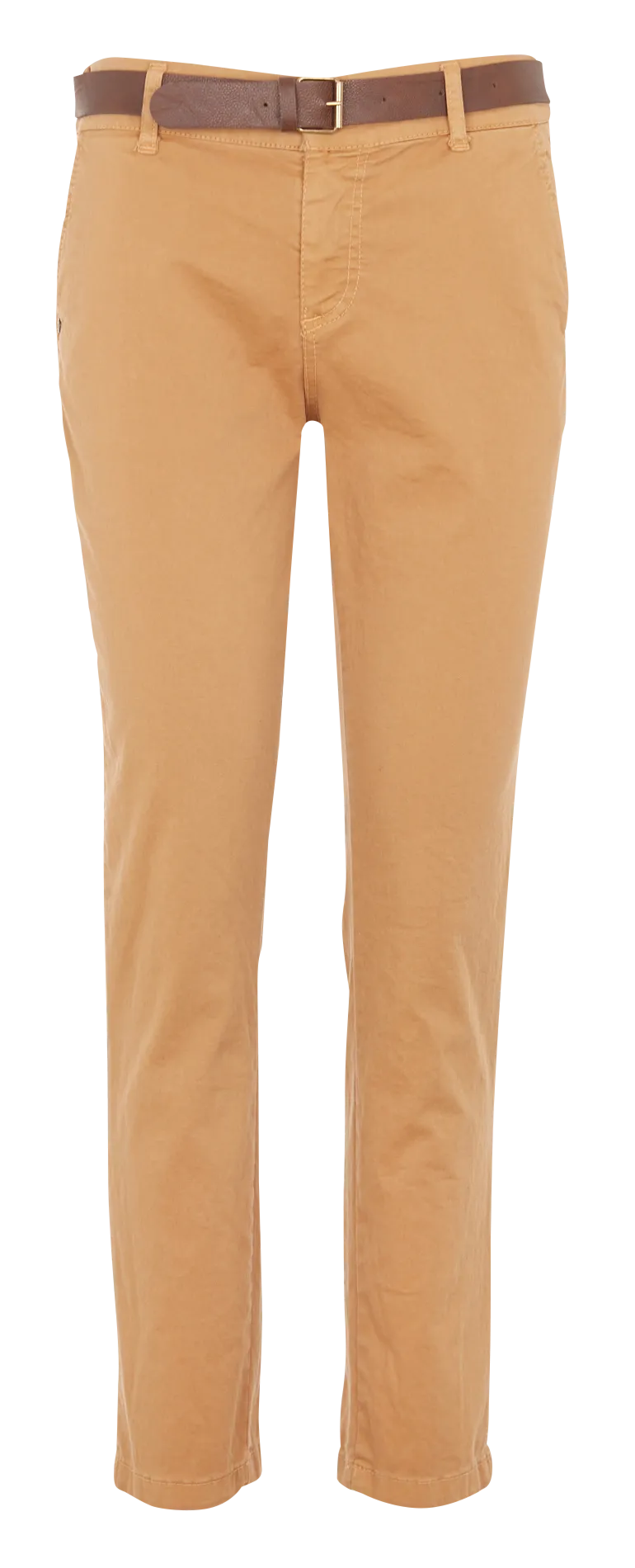 Pantalon silm ceinturé en coton Marron
