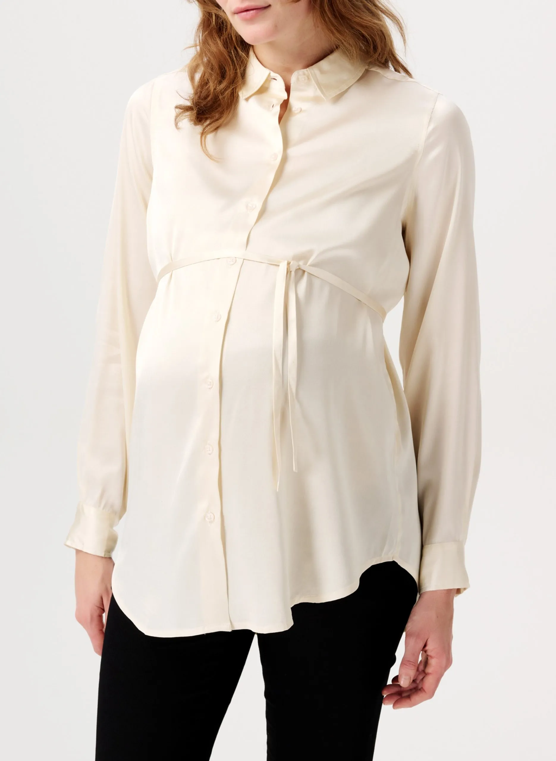 Chemise fluide de grossesse satinée Beige FORN