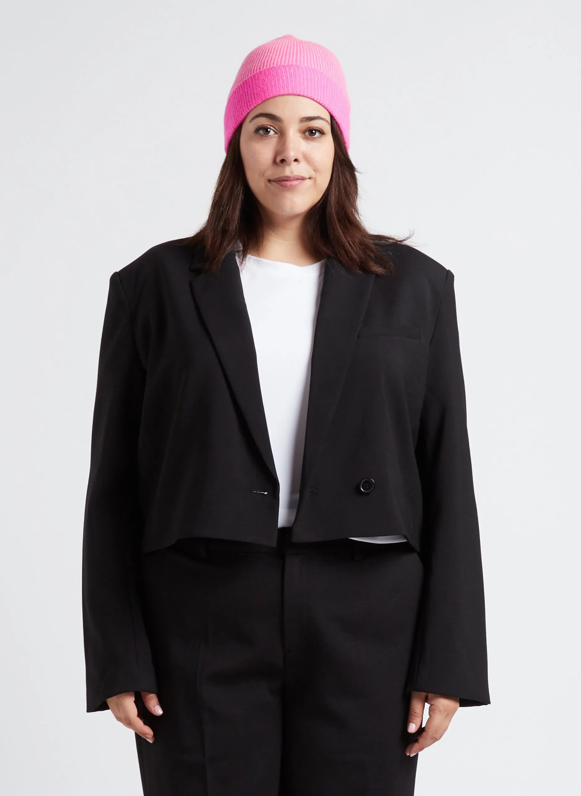 Veste de tailleur courte droite Noir