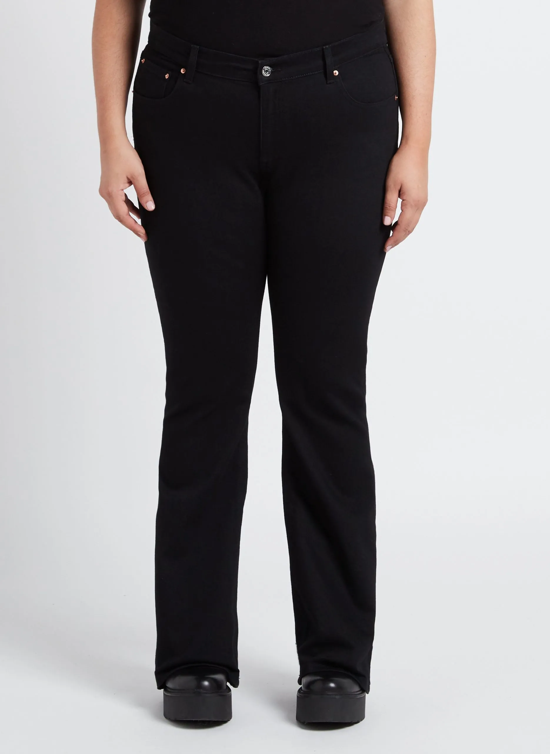 Jean boot-cut en coton mélangé Noir