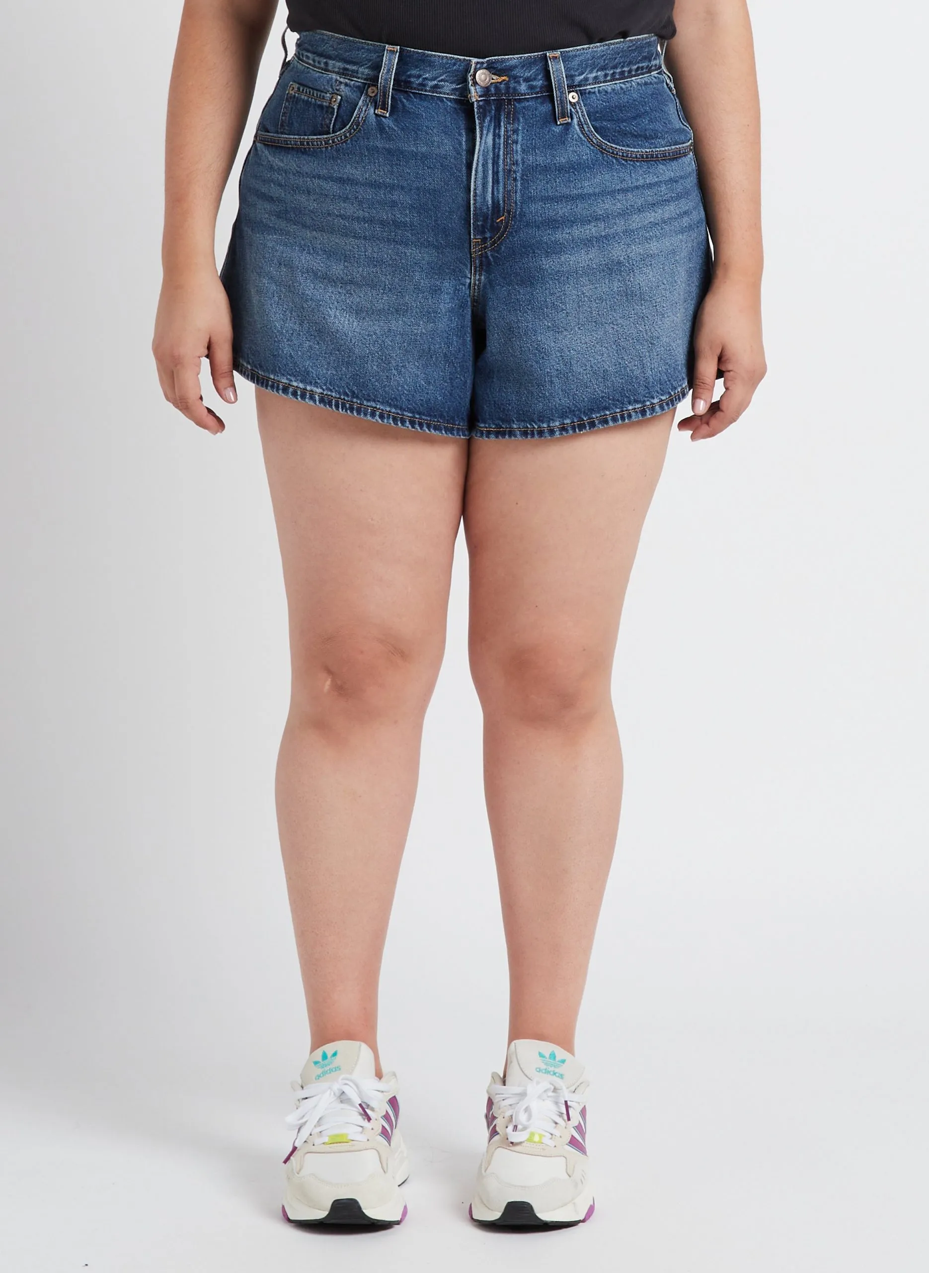 Short en jean taille haute Noir PLUS 80S MOM SHORT