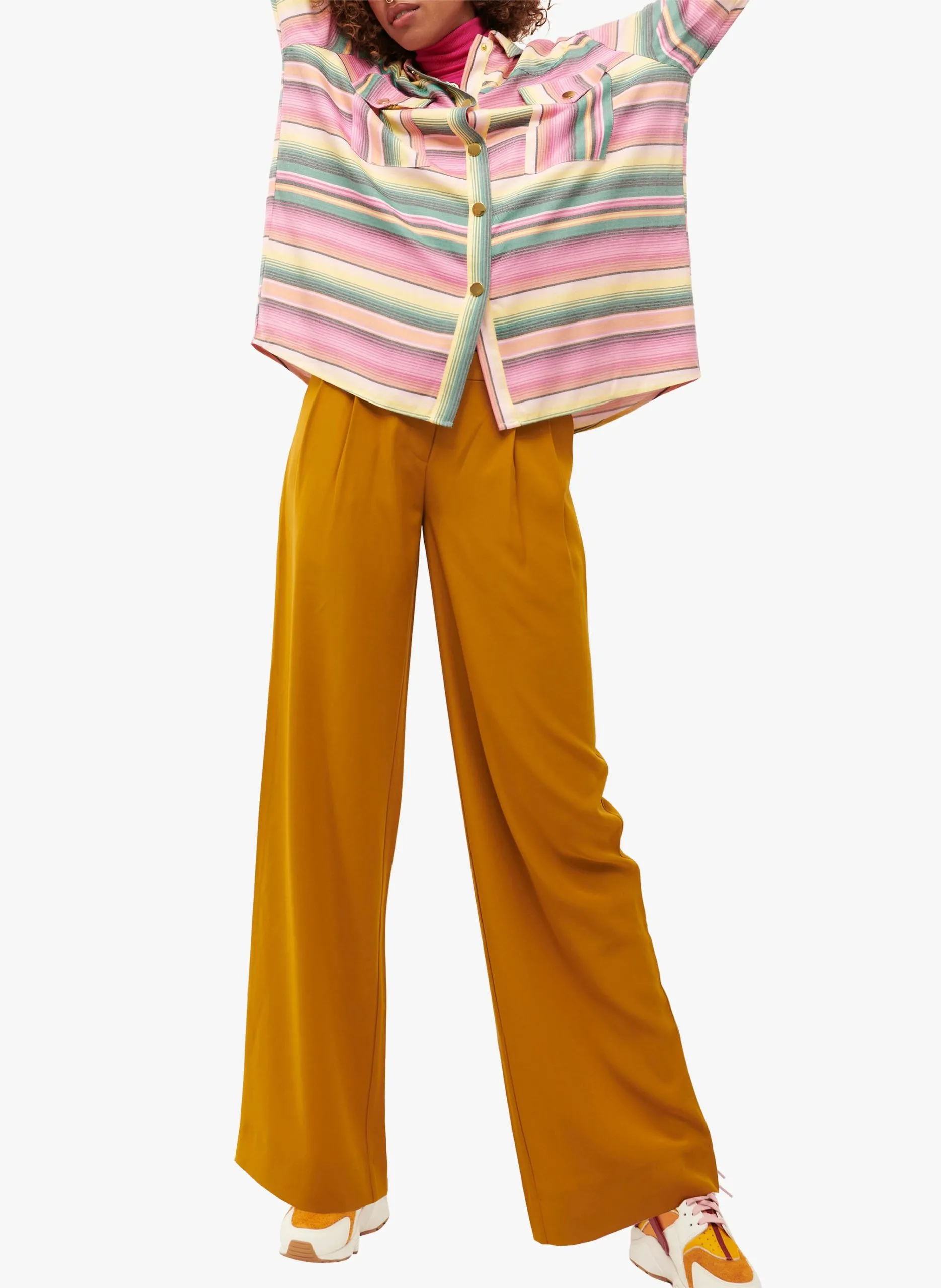 Pantalon fluide taille haute Marron KATE