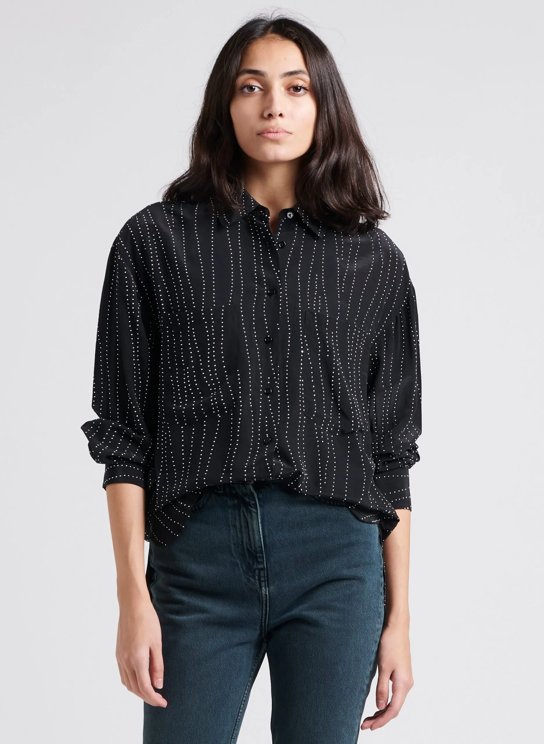 Chemise fluide à studs all over Noir ZEFIRO
