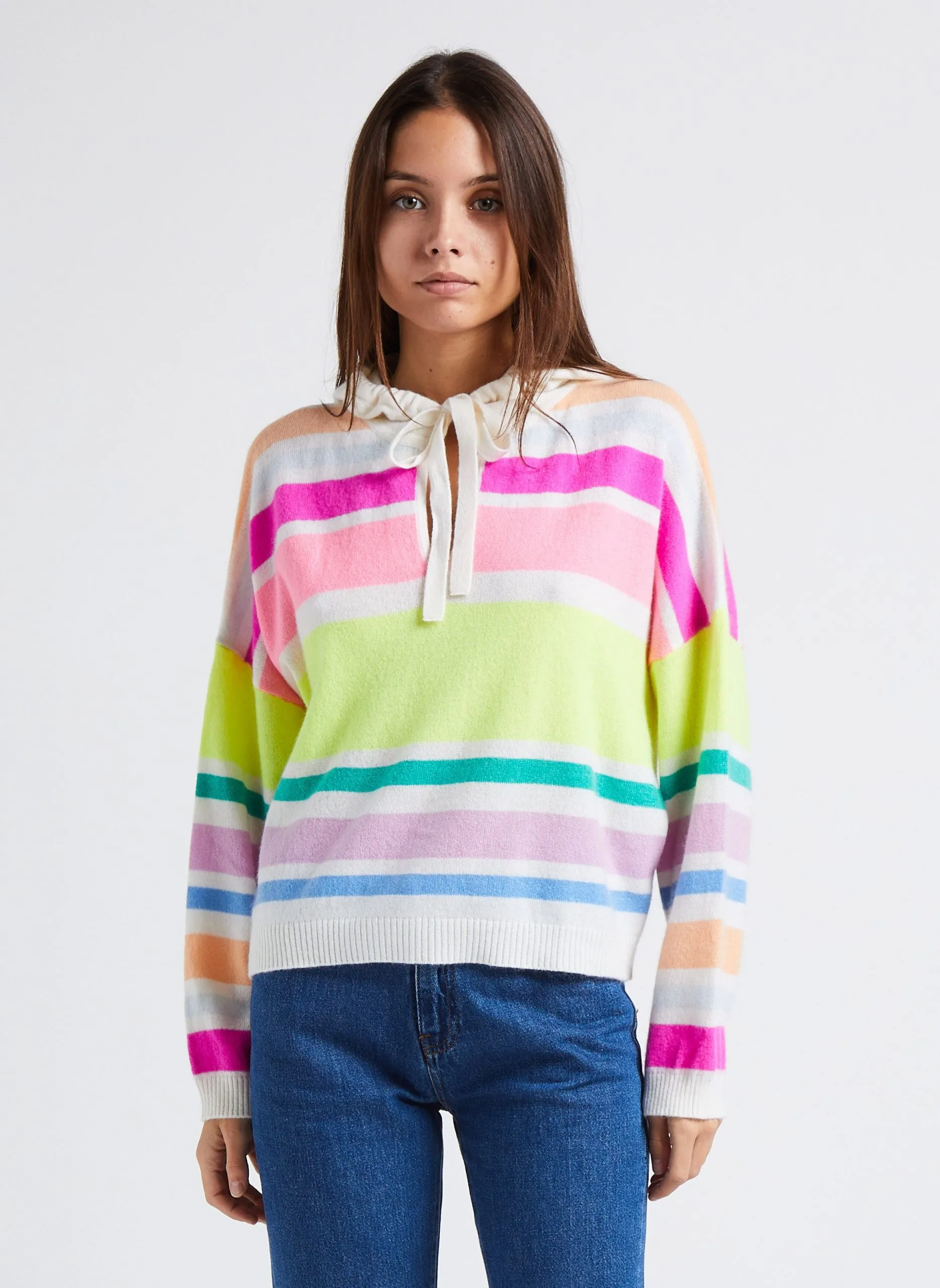 Pull ample à capuche en cachemire Multicolore GASTON