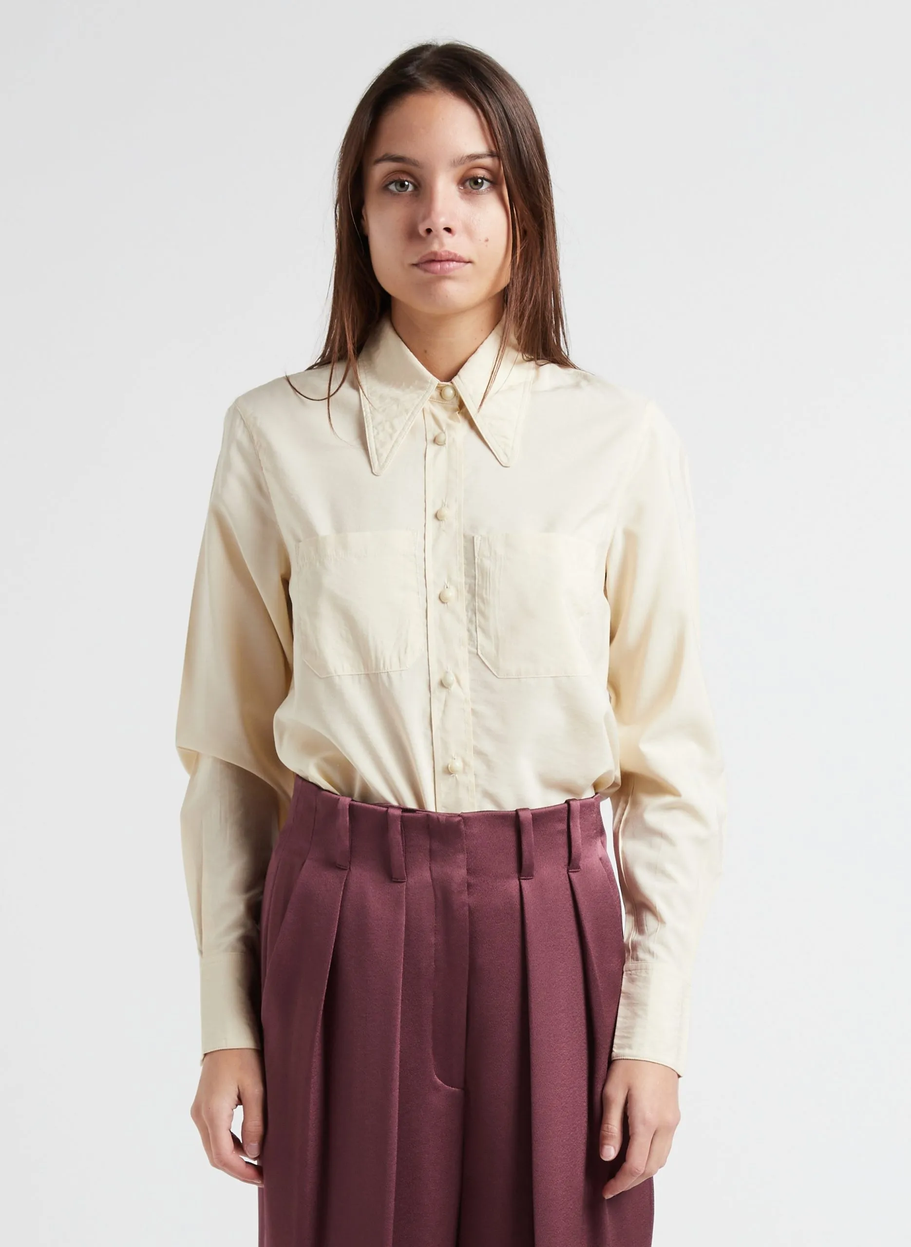 Chemise droite col classique en coton Blanc NEW TREE