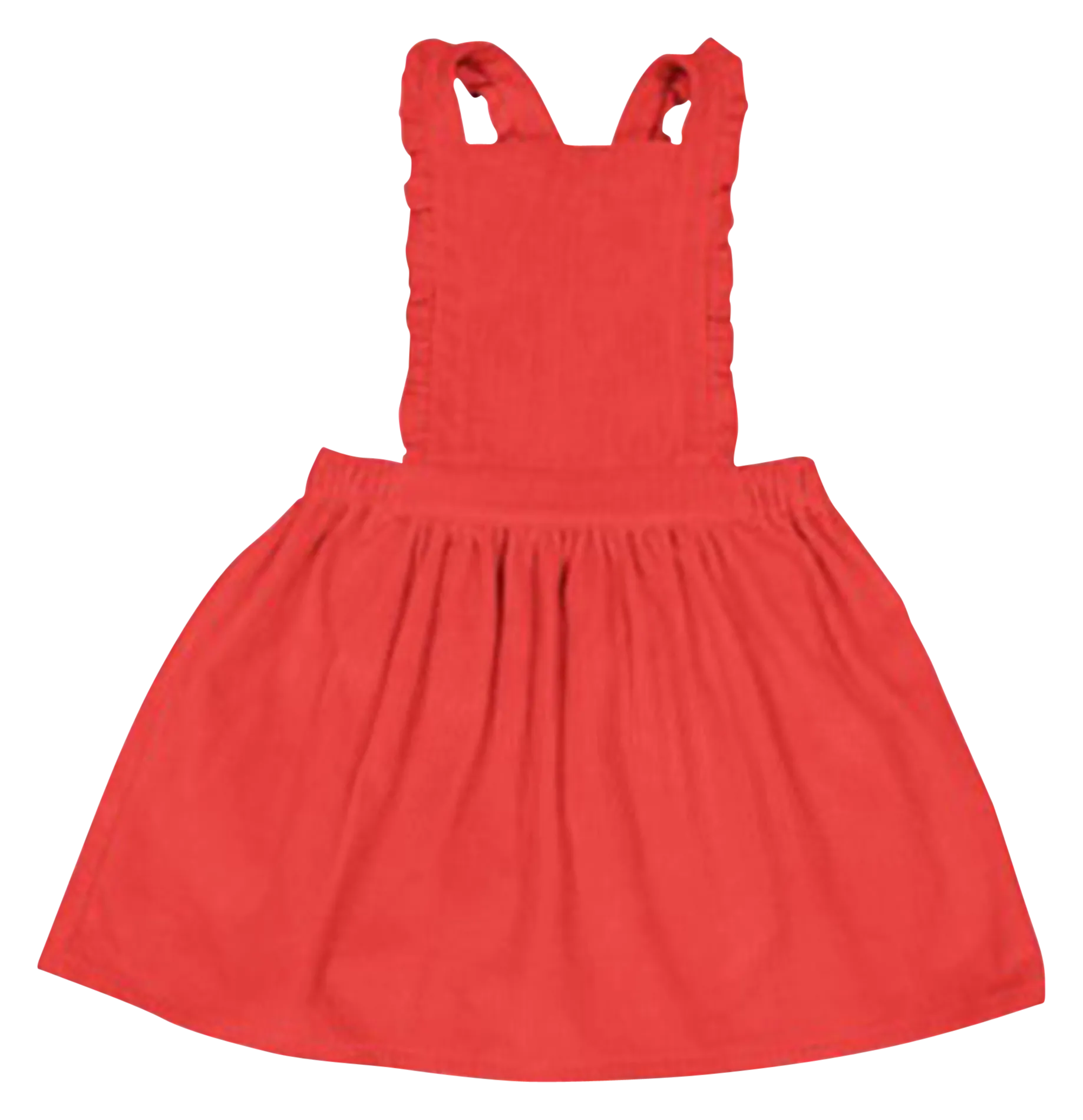 Robe tablier en velours de coton Rouge CAMILLE
