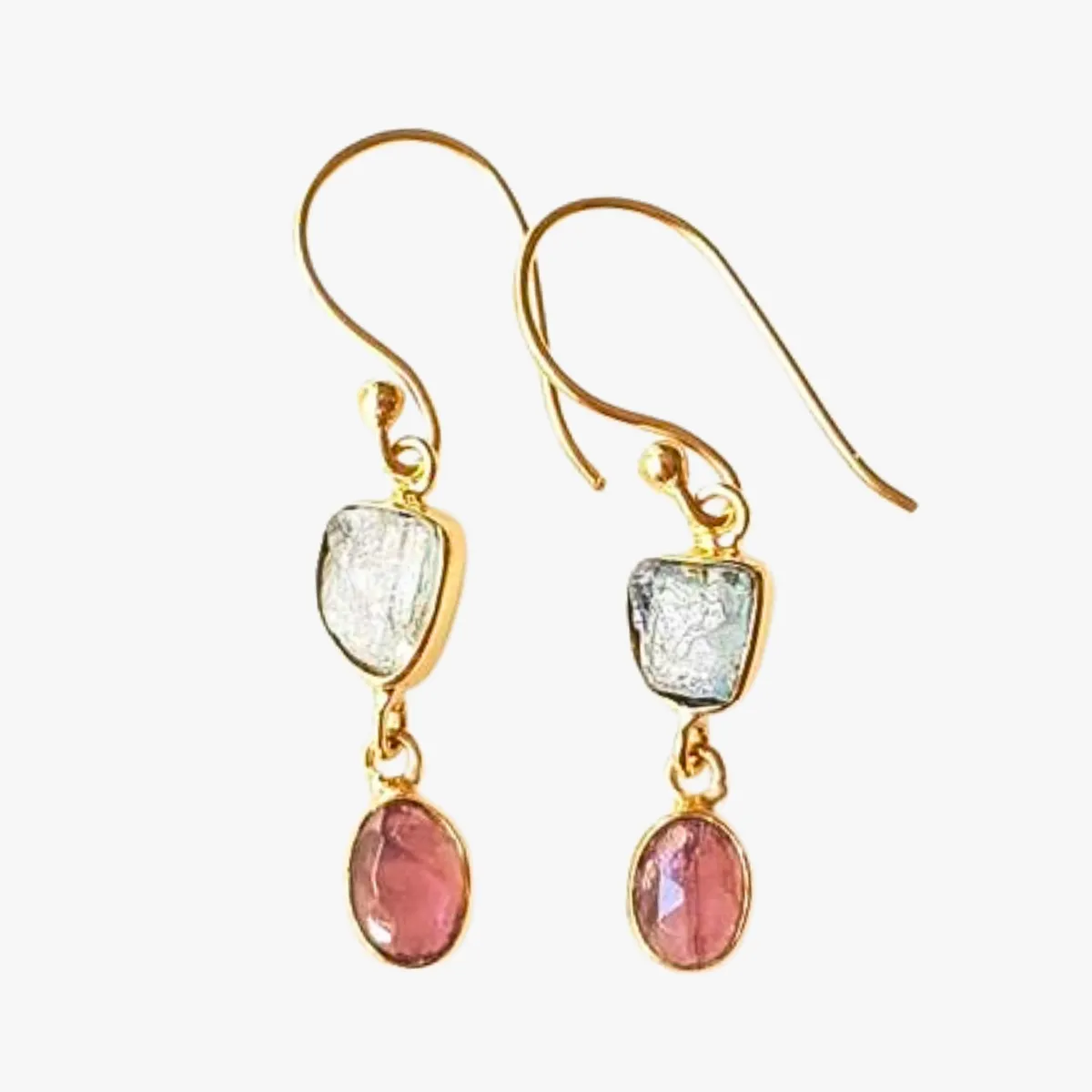 Boucles d'oreilles aigue marine et tourmaline Multicolore AMODINI