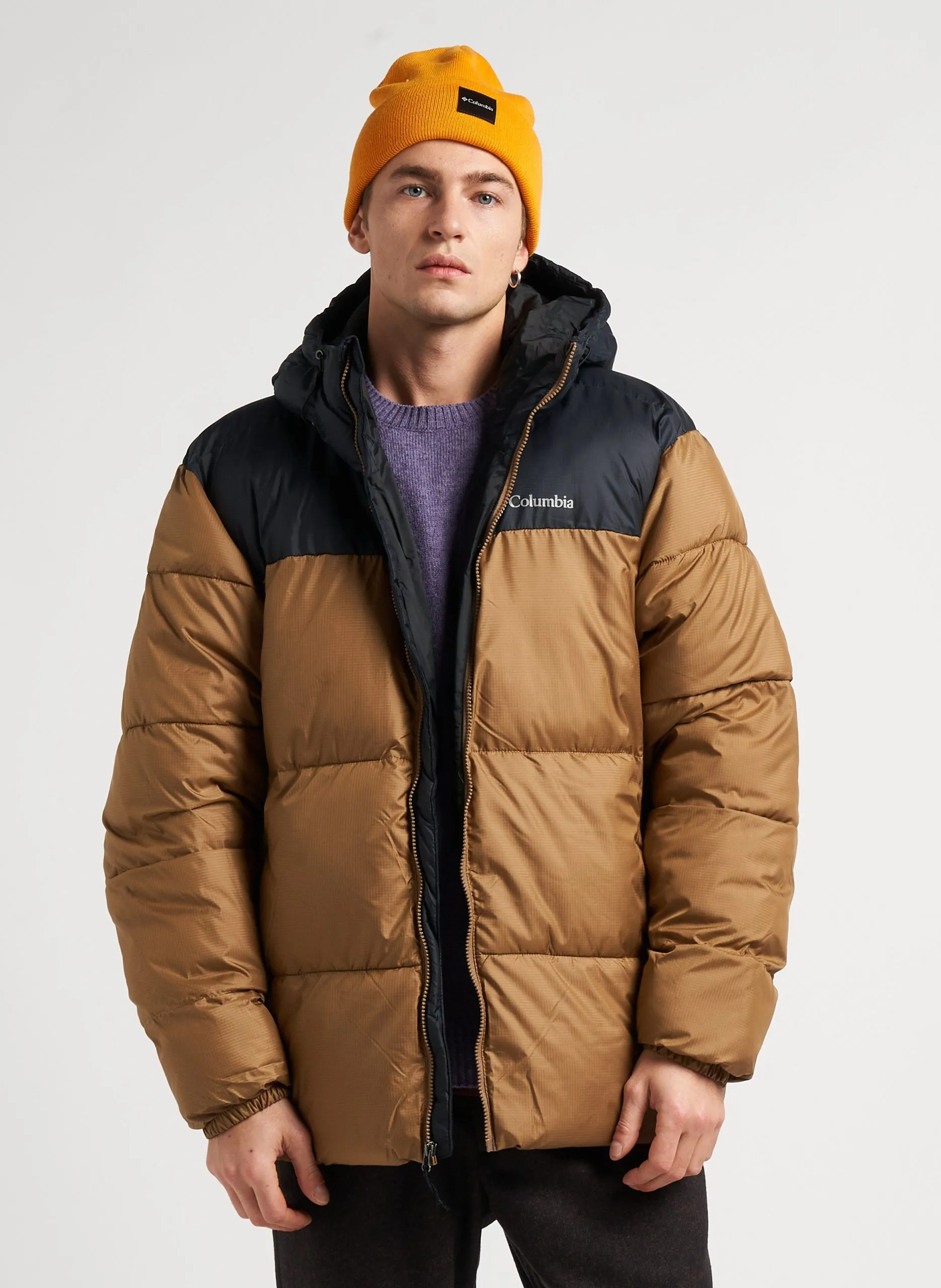 Doudoune col montant à capuche Marron PUFFECT