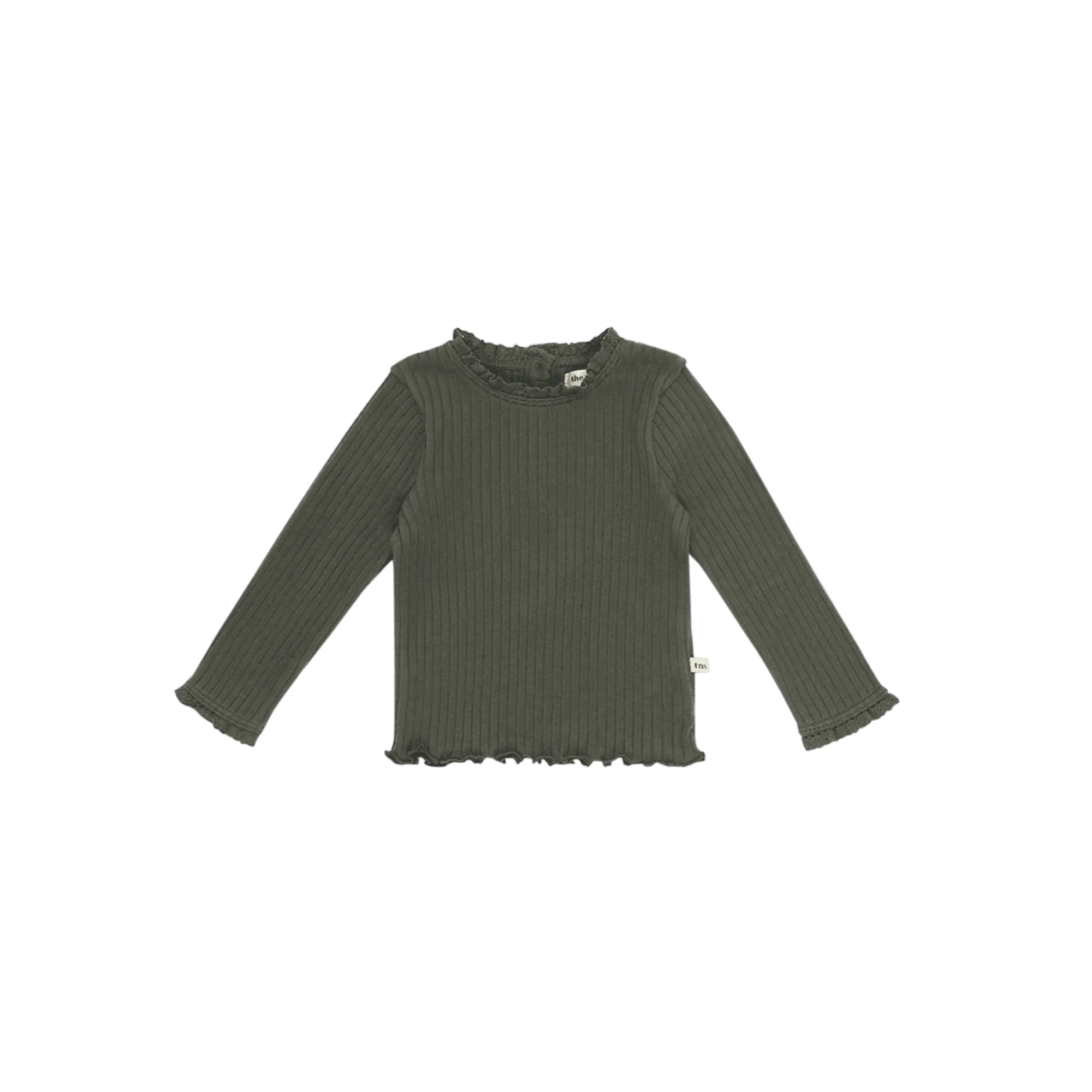 Tee-shirt col montant côtelé en coton Vert BETSY