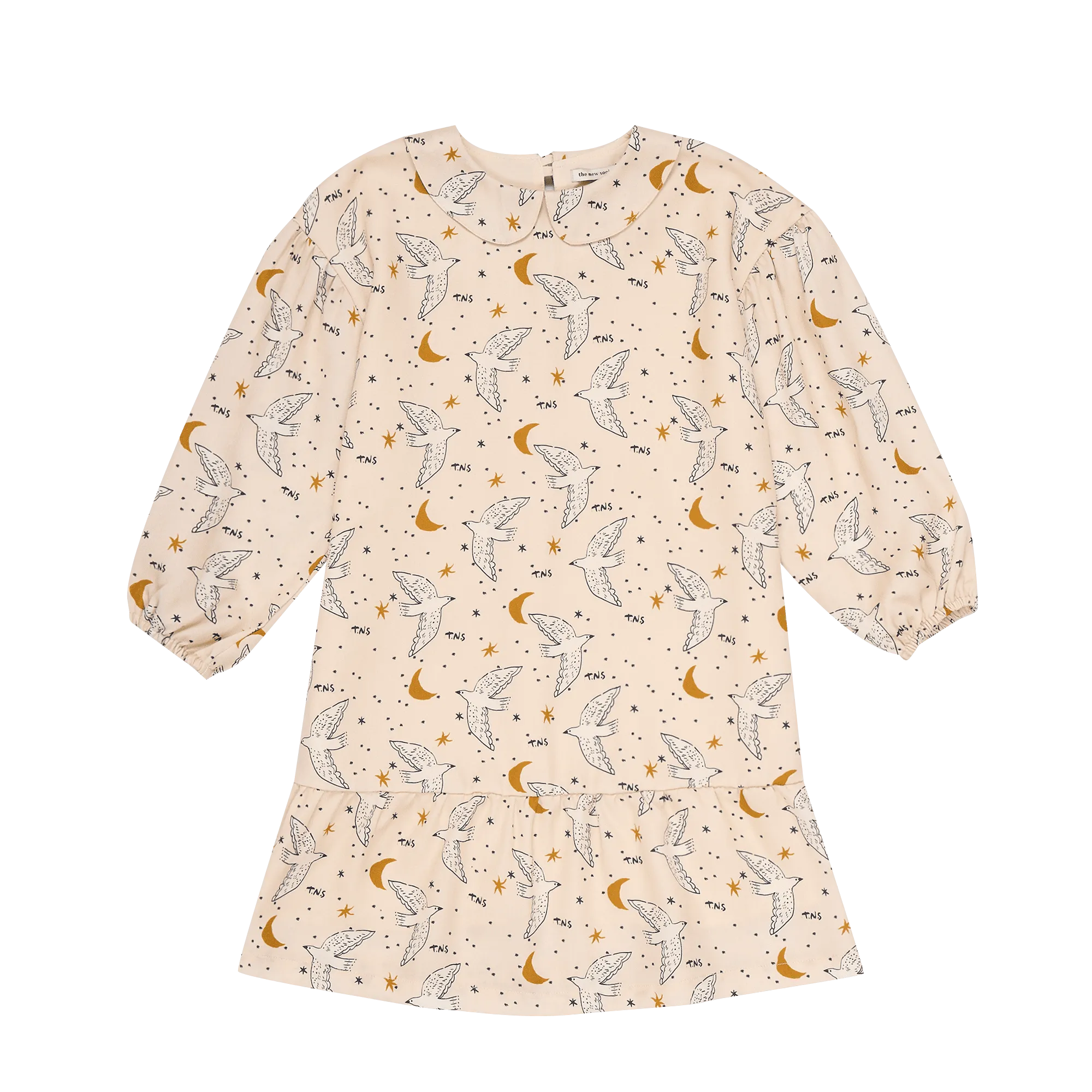 Robe ample col claudine en coton Beige
