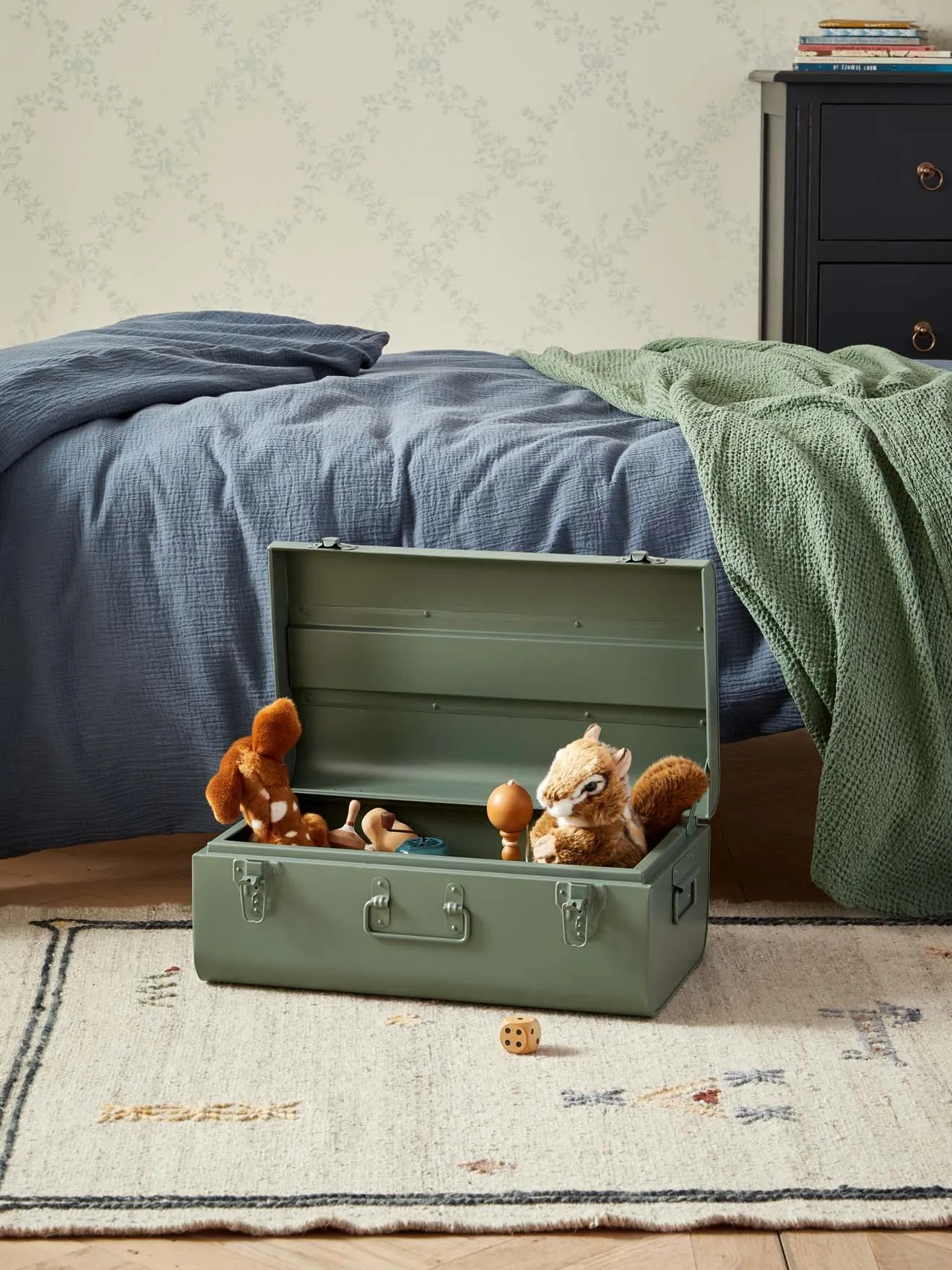 Malle de rangement en métal Vert