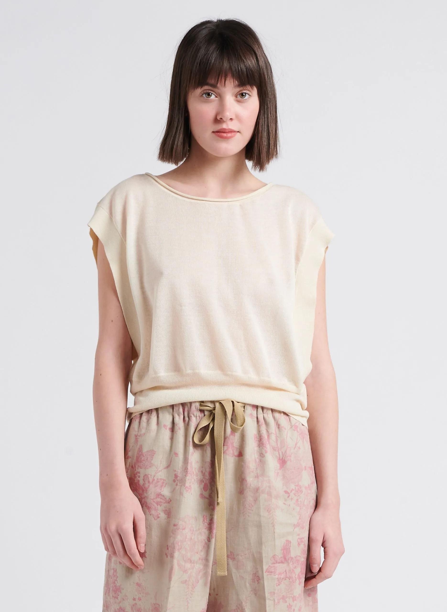 Pull ample à col rond Beige AGATEA