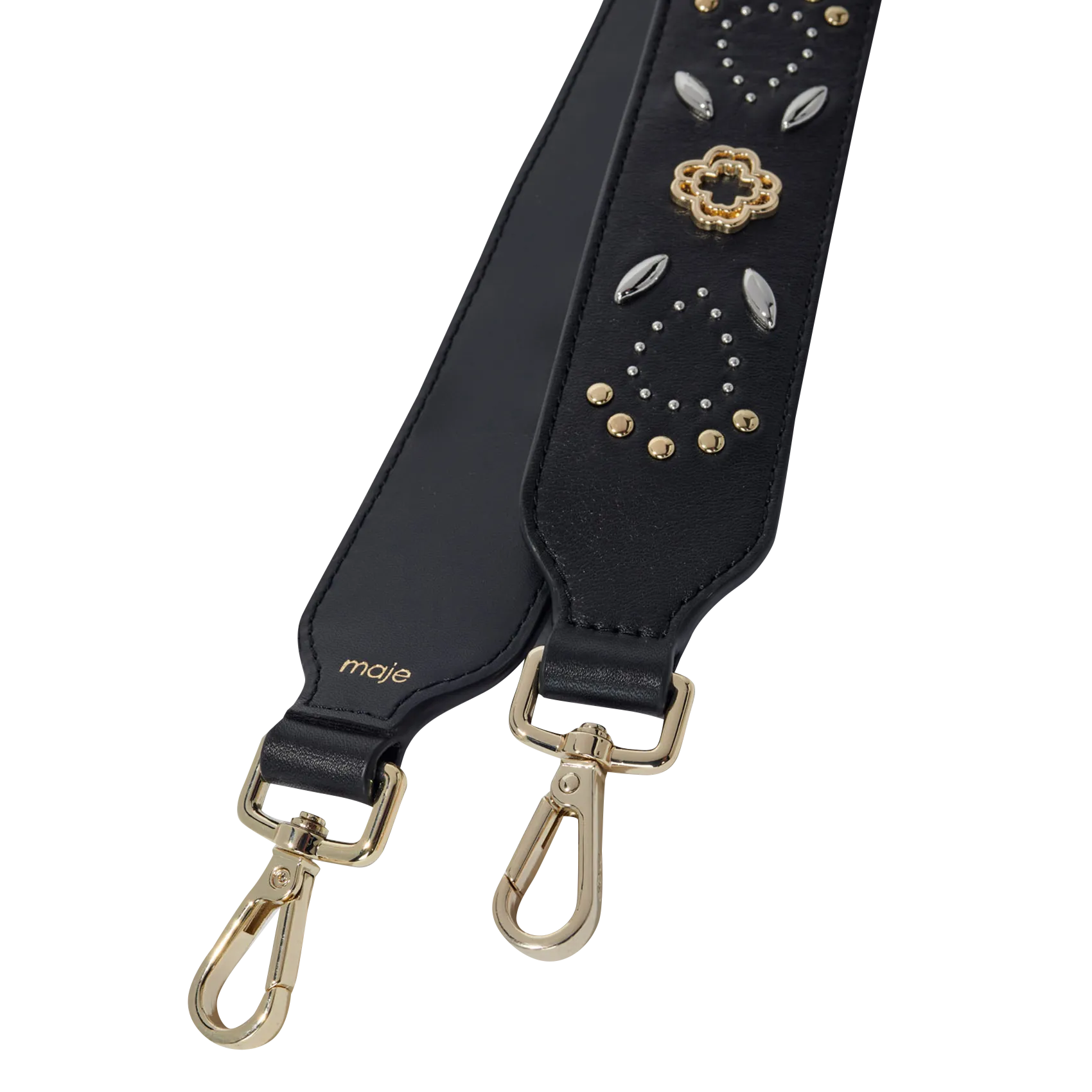 Bandoulière en cuir lisse Noir