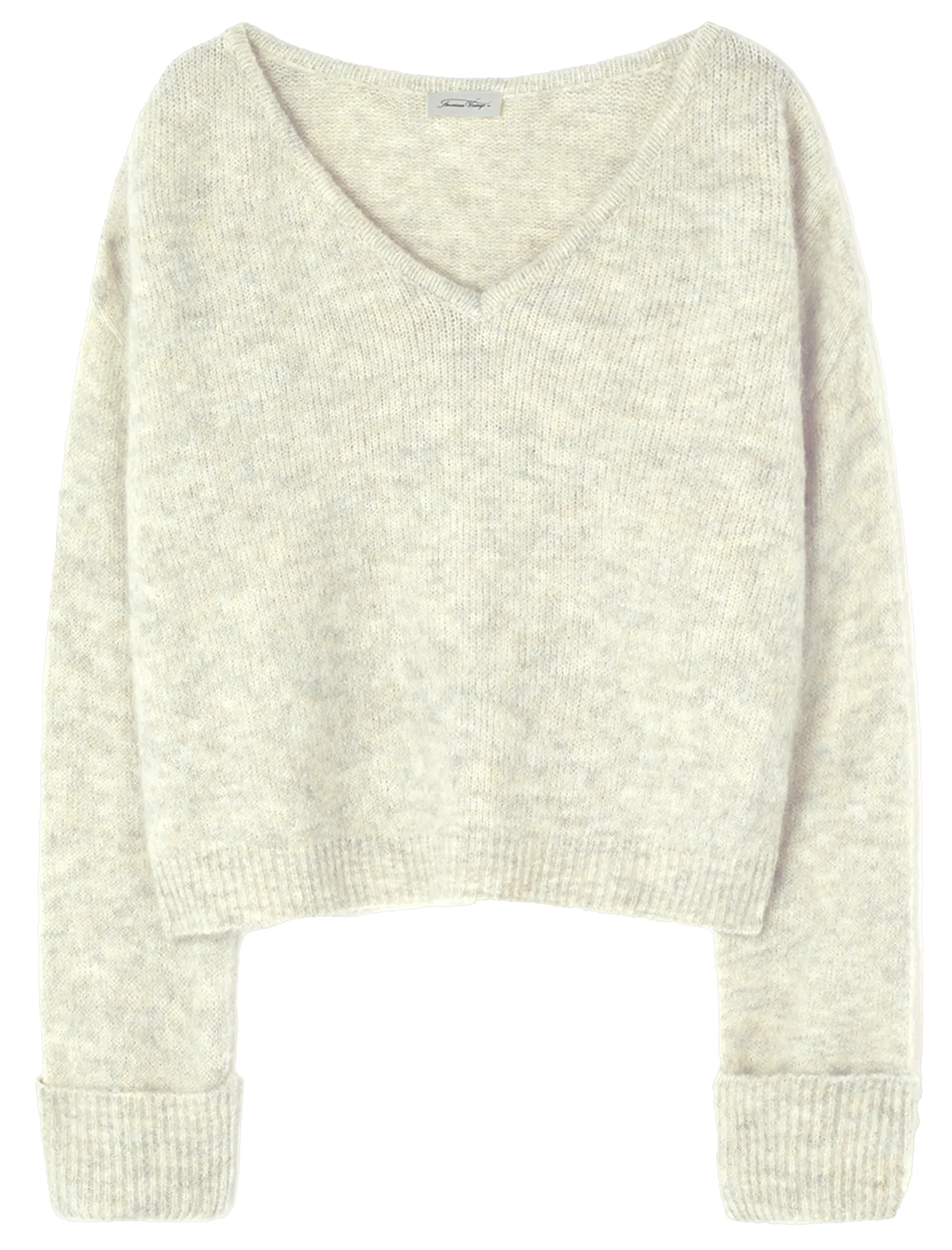 Pull col V en alpaga mélangé Beige EAST