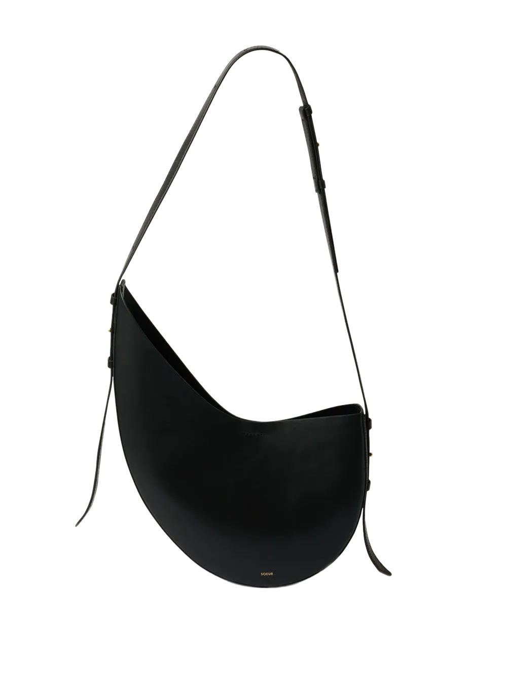 Sac bandoulière asymétrique en cuir lisse Noir WINONA