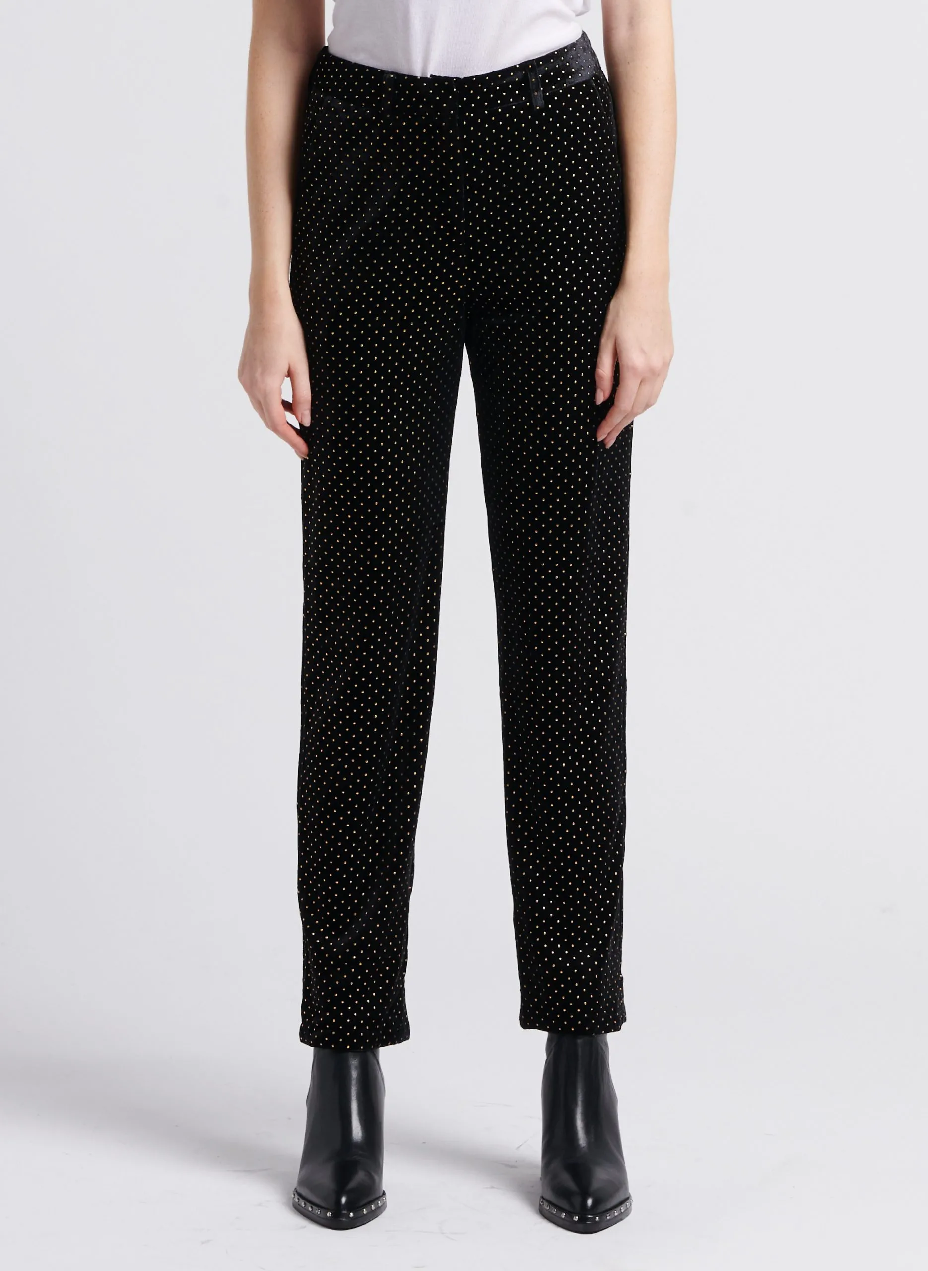 Pantalon droit en velours Noir AMAZIE