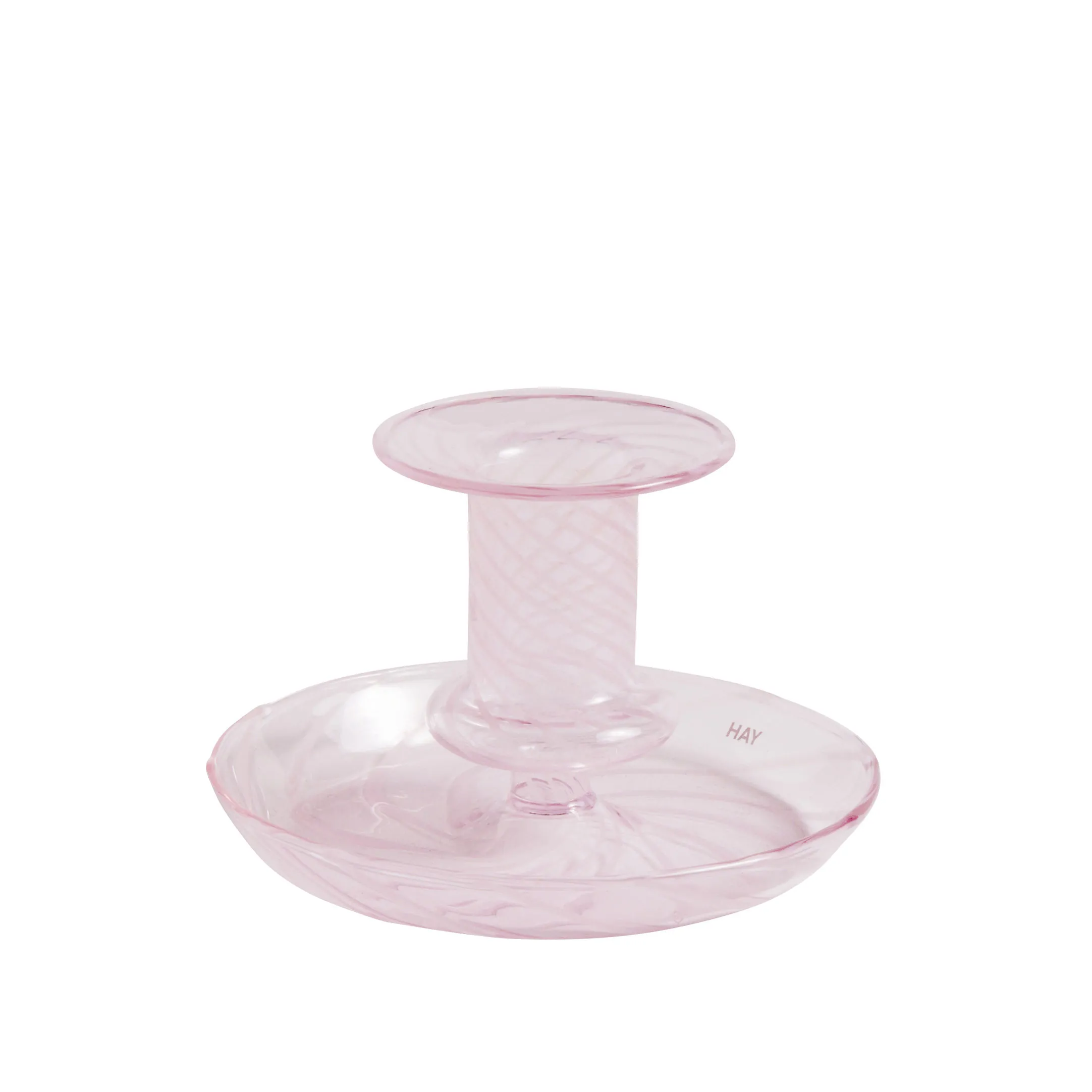 Bougeoir verre Rose FLARE STRIPE MILK SMALL