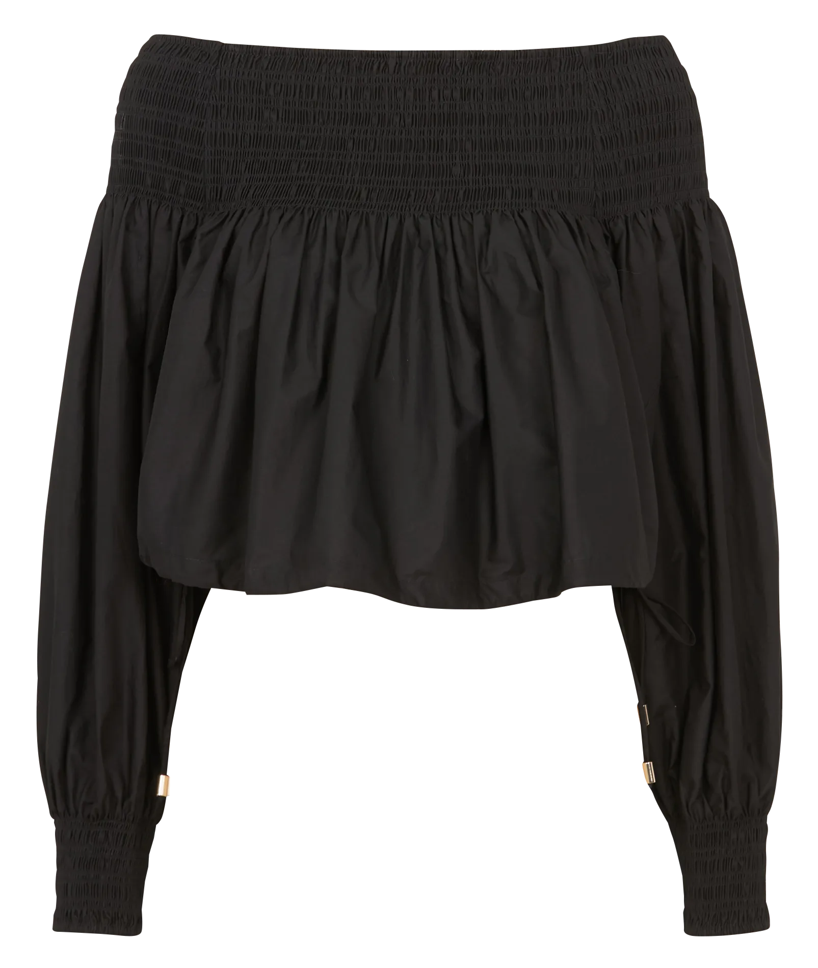 Top col bardot en coton Noir PYRITE