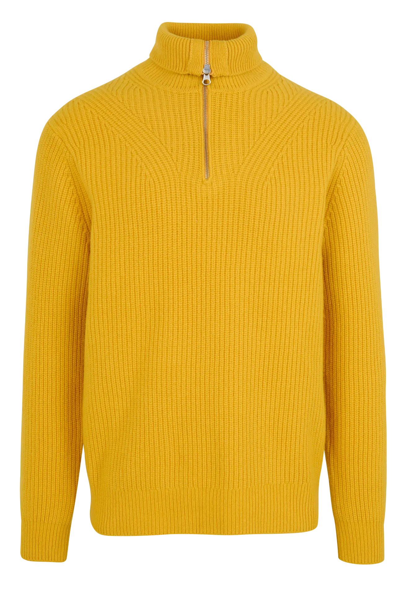 Pull regular col roulé zippé en laine mérinos Jaune