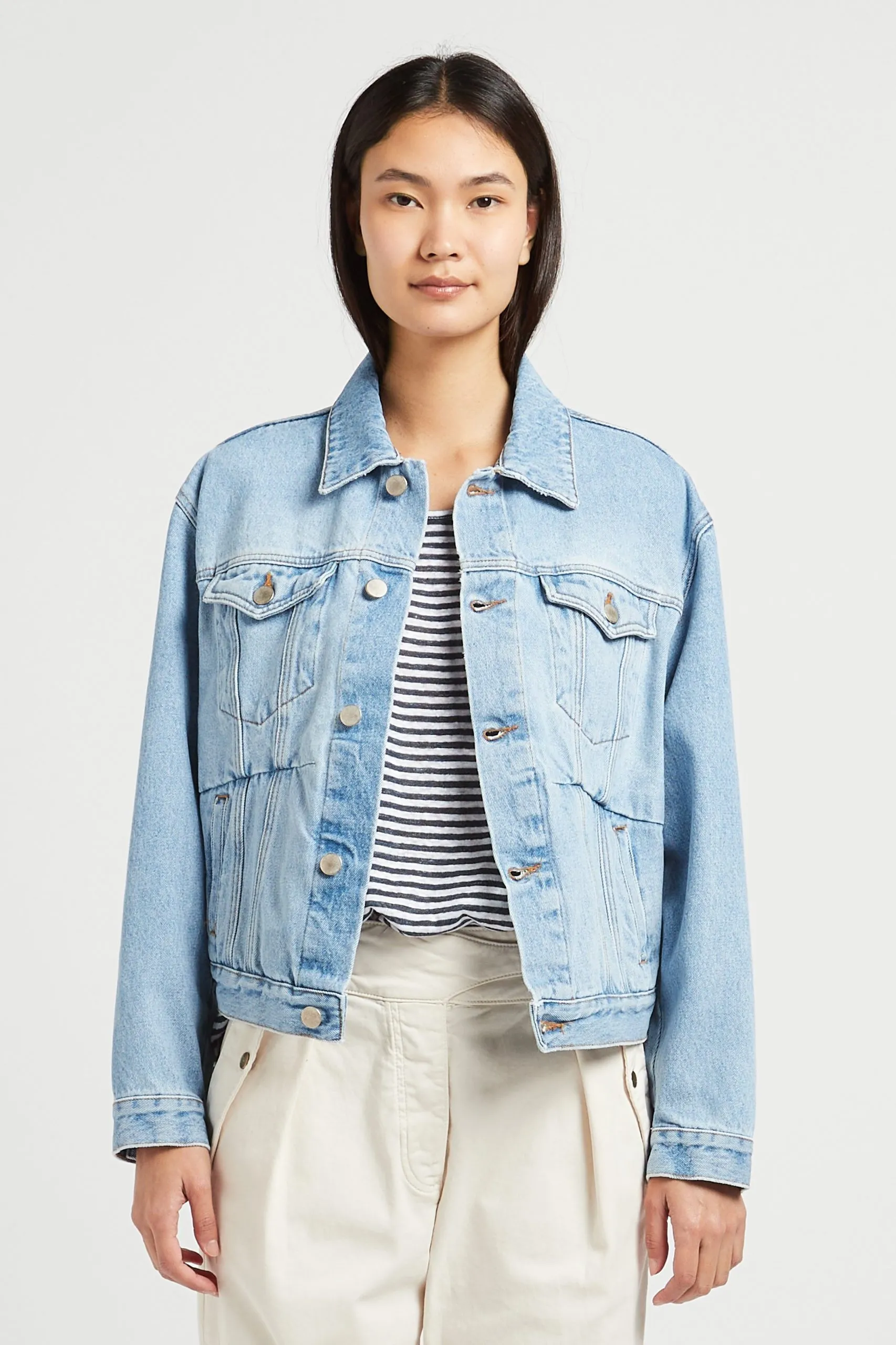 Veste ample col classique en jean Bleu TERENCE