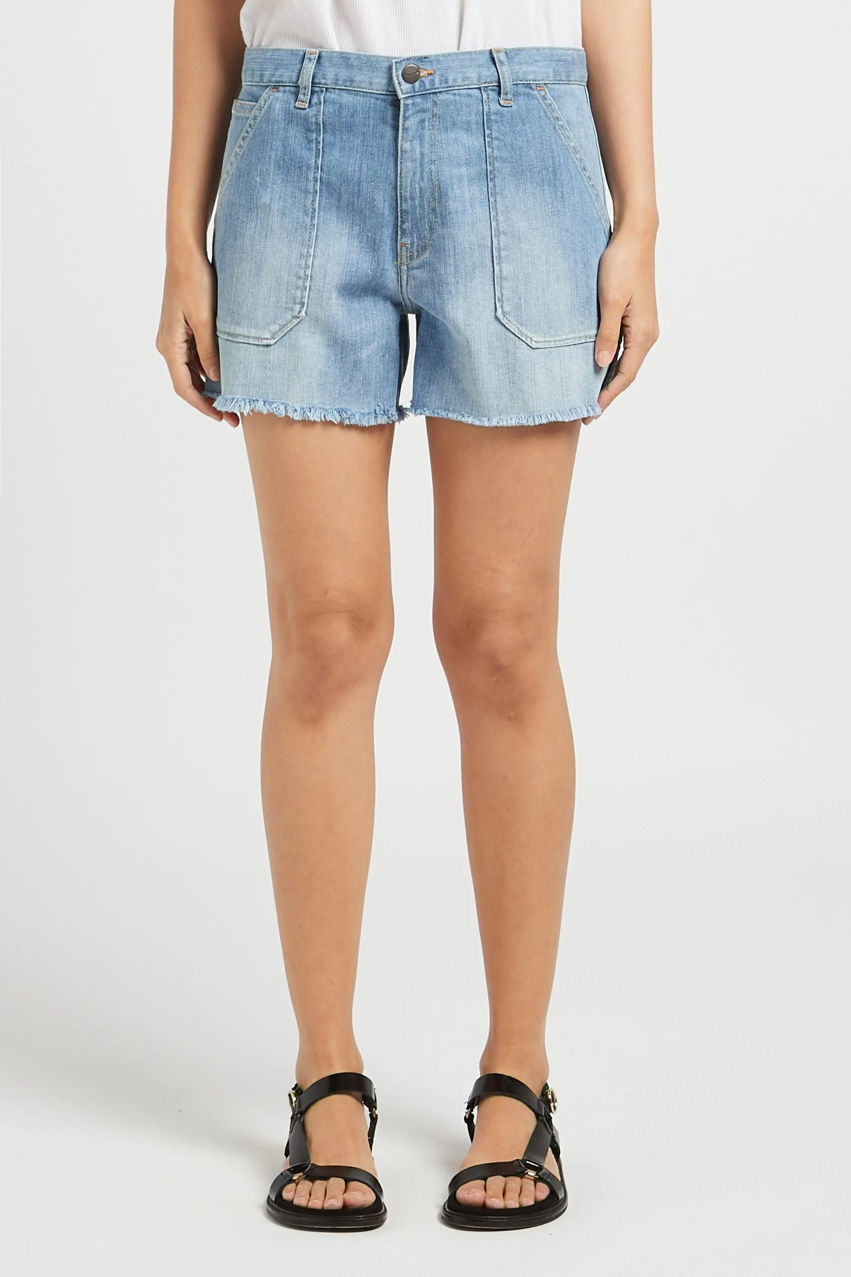 Short droit en coton mélangé Bleu TOOLS