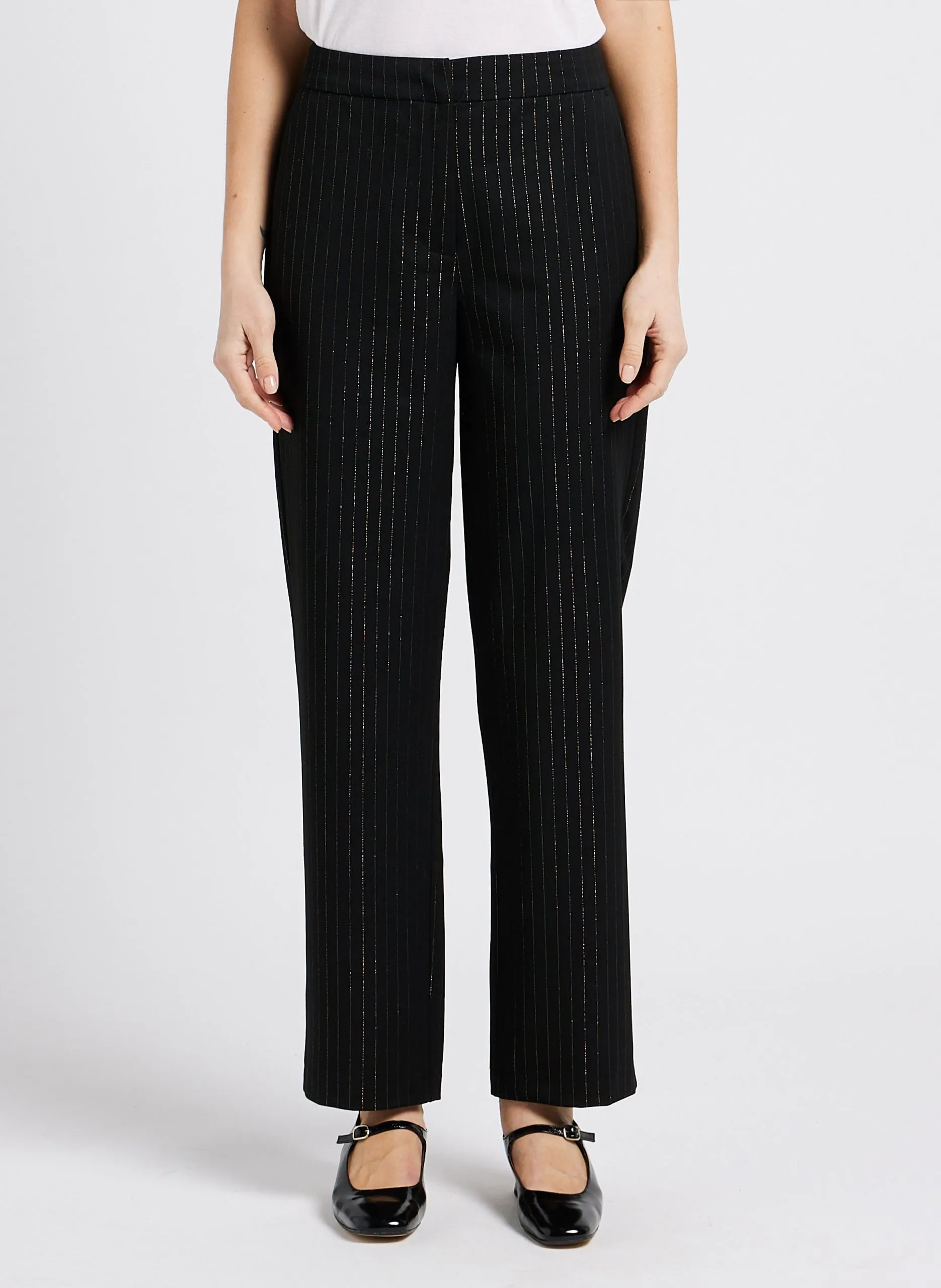 Pantalon à pince droit rayé Noir HYPE