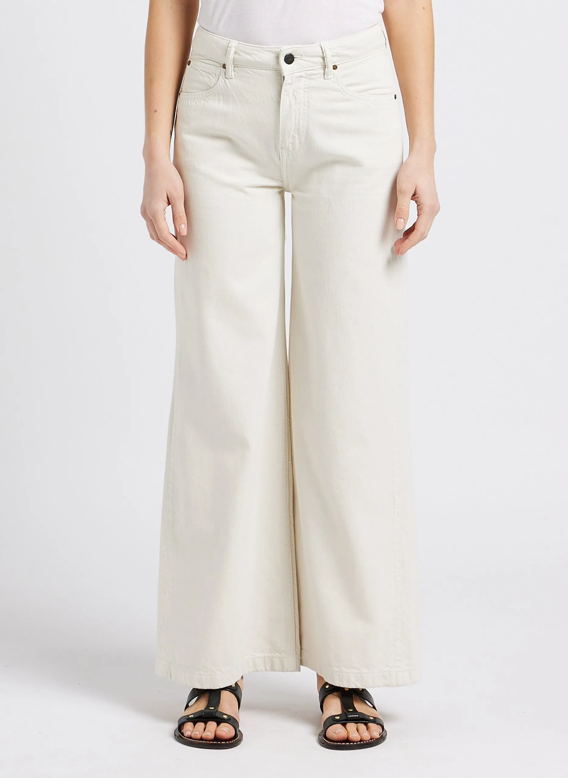 Jean flare taille haute en denim souple Blanc SOUL