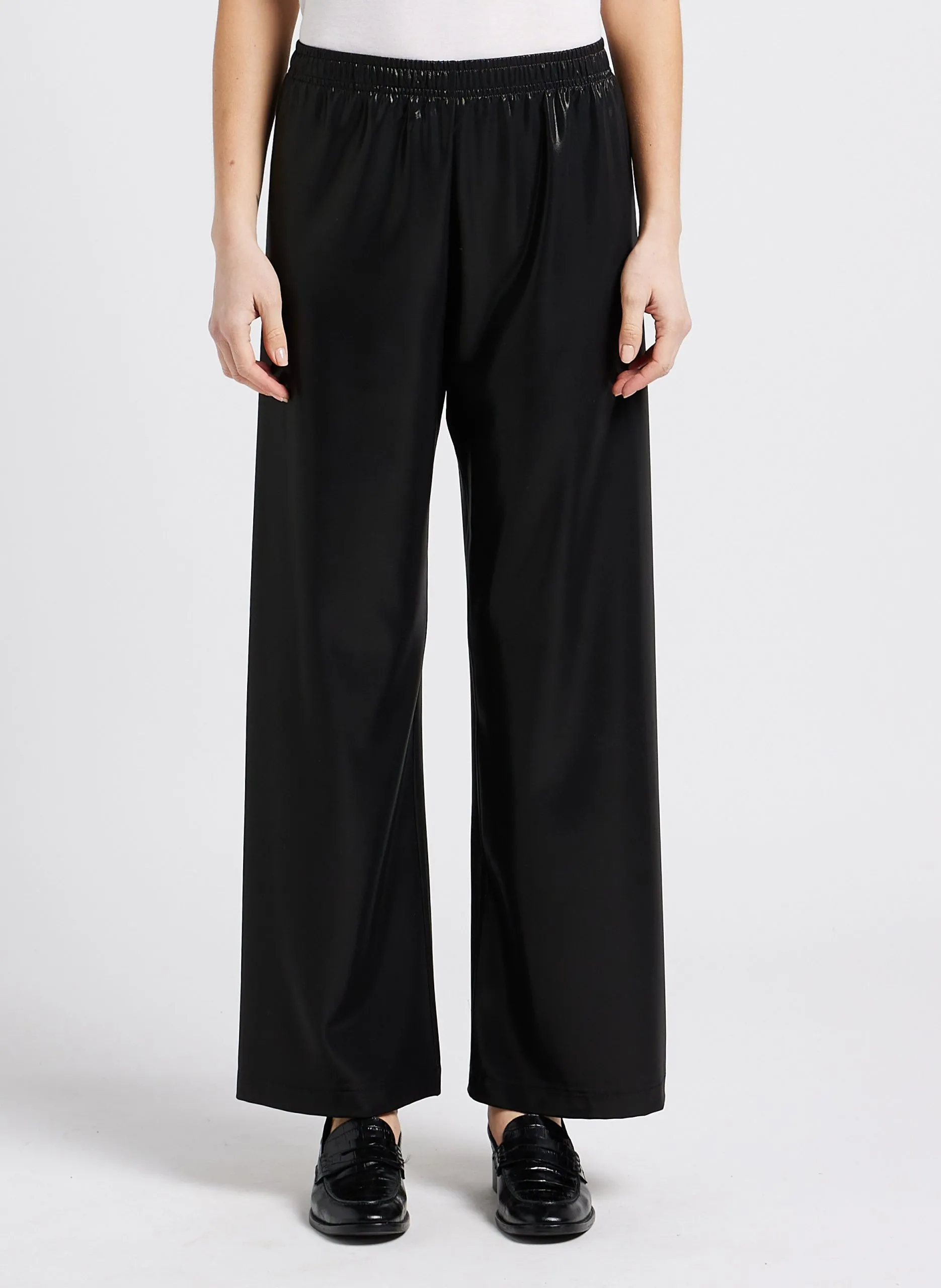 Pantalon large effet métallisé Noir