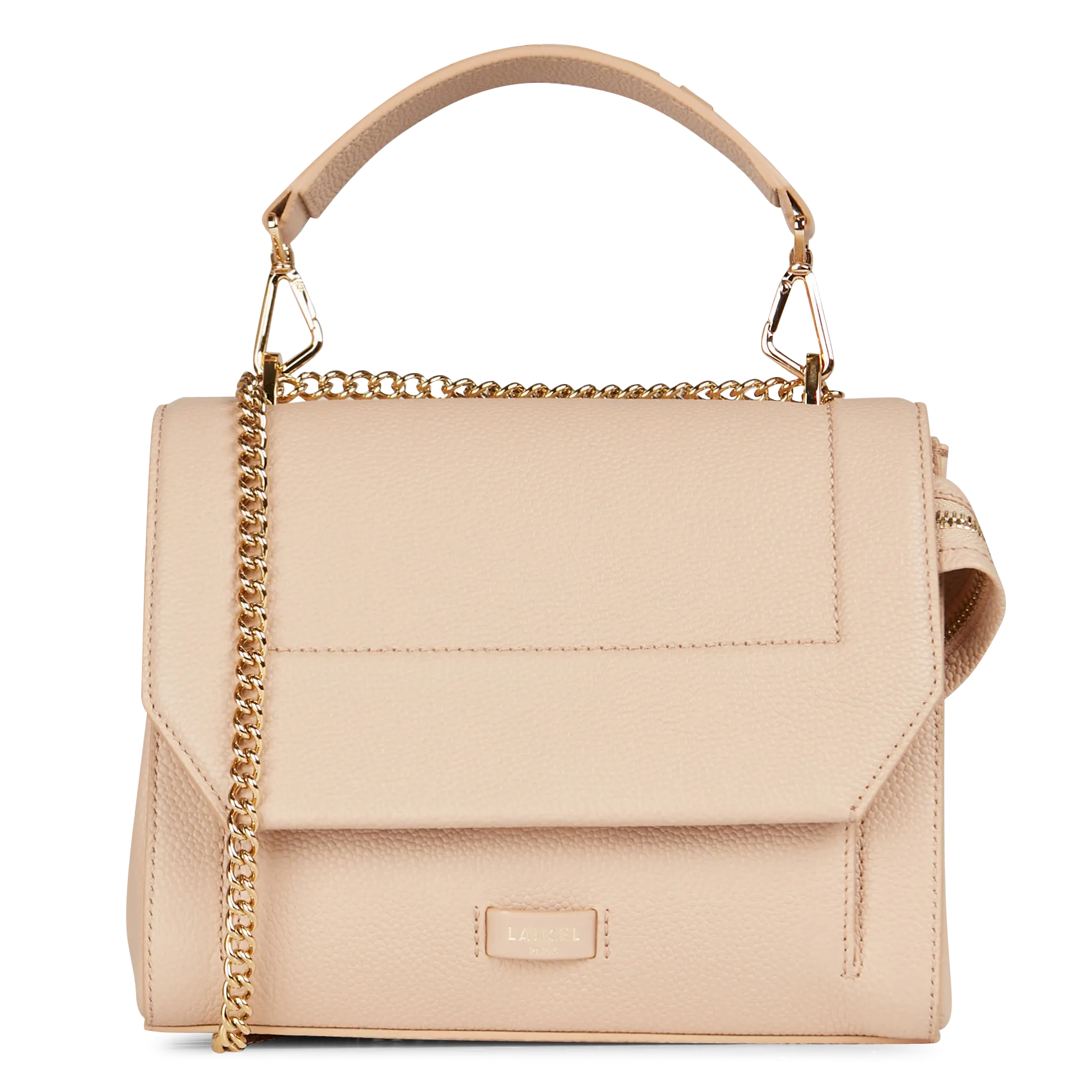 Sac à rabat en cuir grainé Beige NINON M