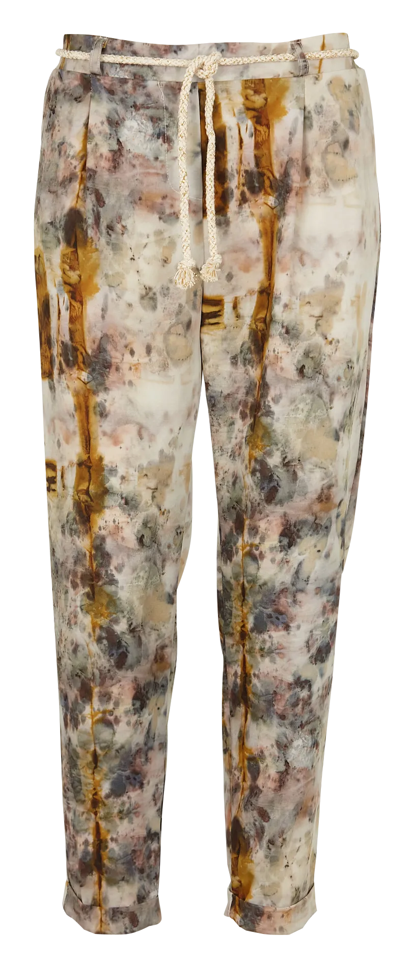 Pantalon carotte taille haute Beige