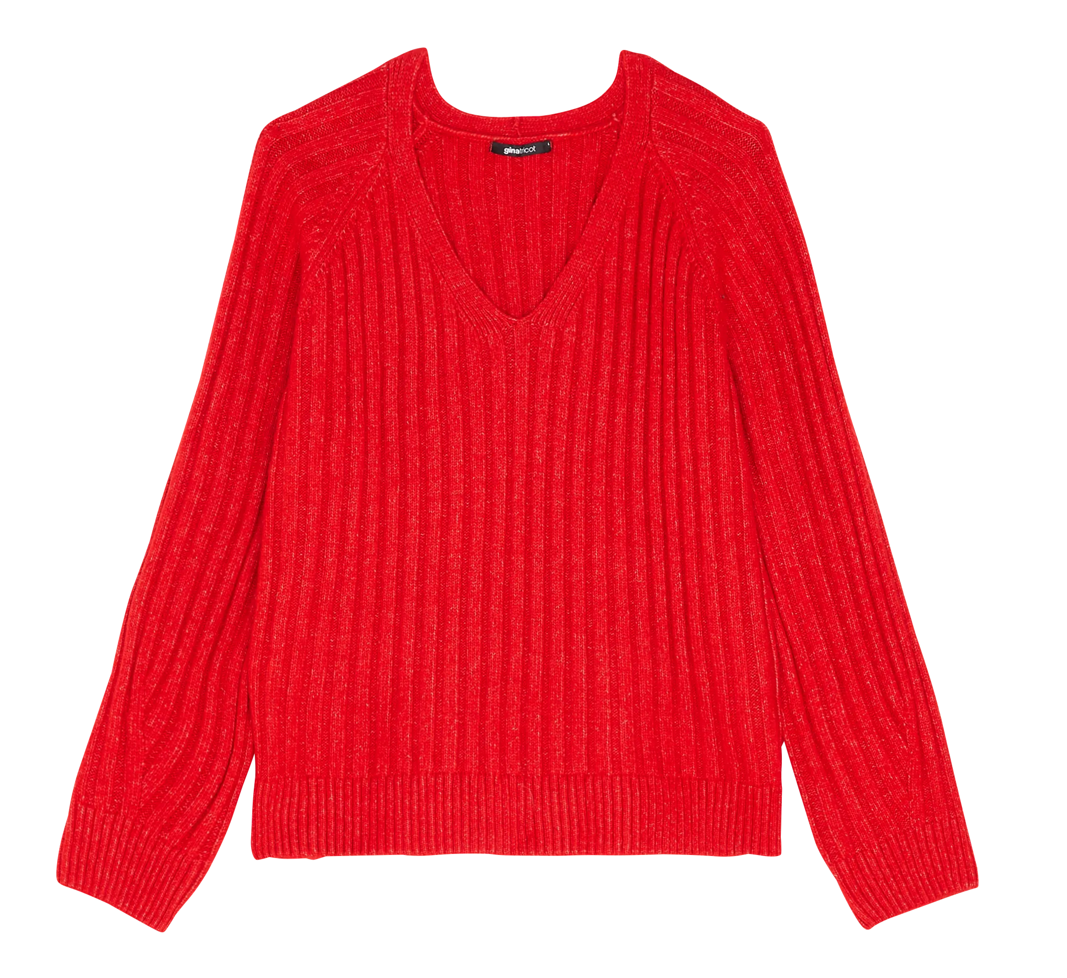 Pull col V Rouge