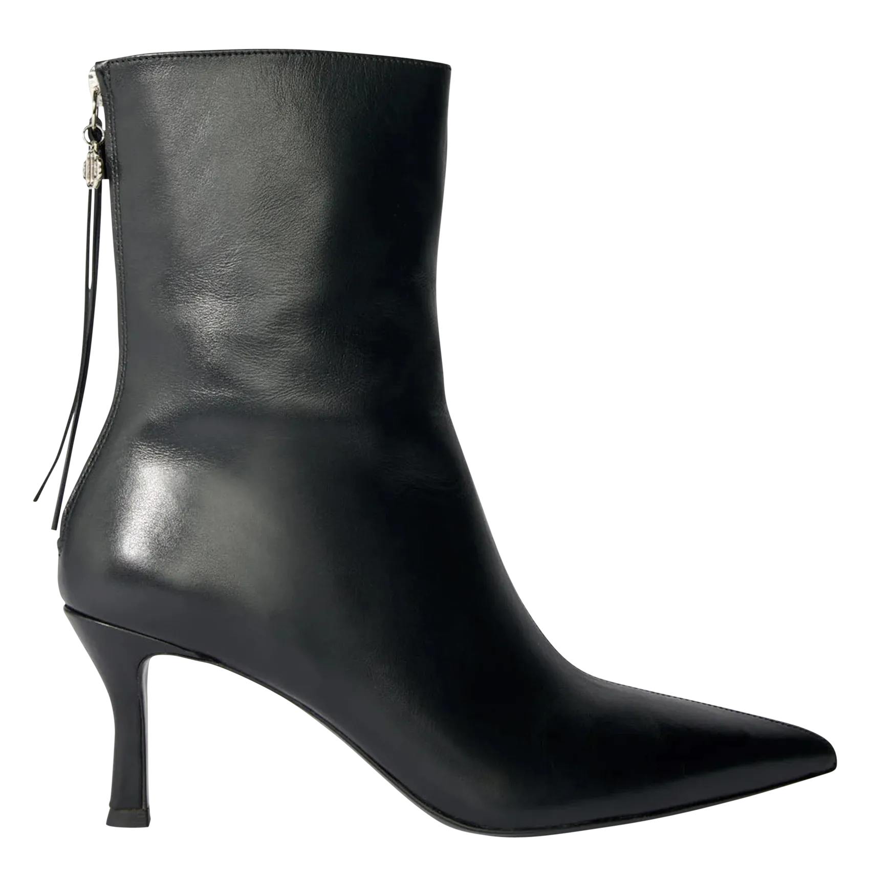 Bottines en cuir lisse Noir