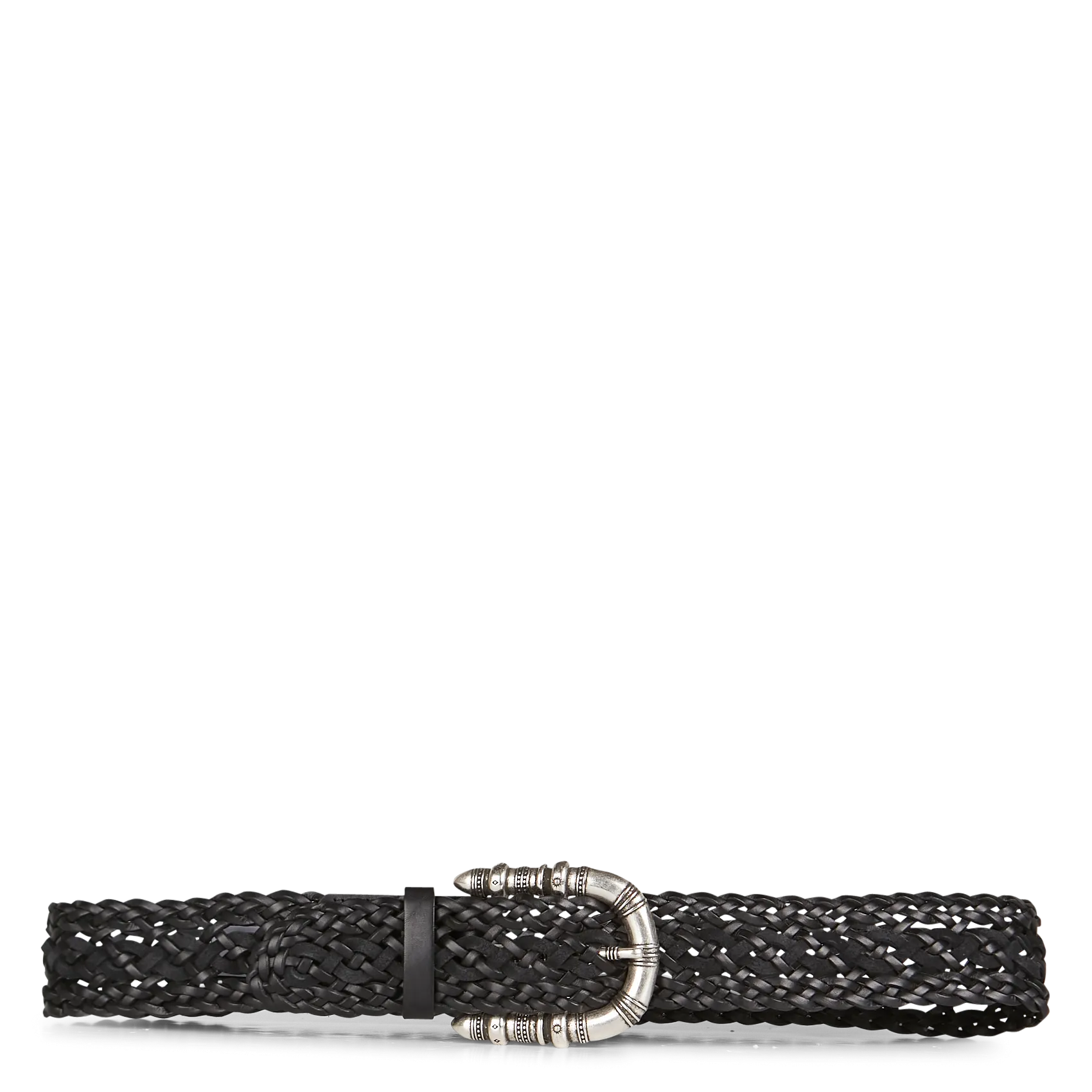 Ceinture en cuir tressée Noir BARBARA