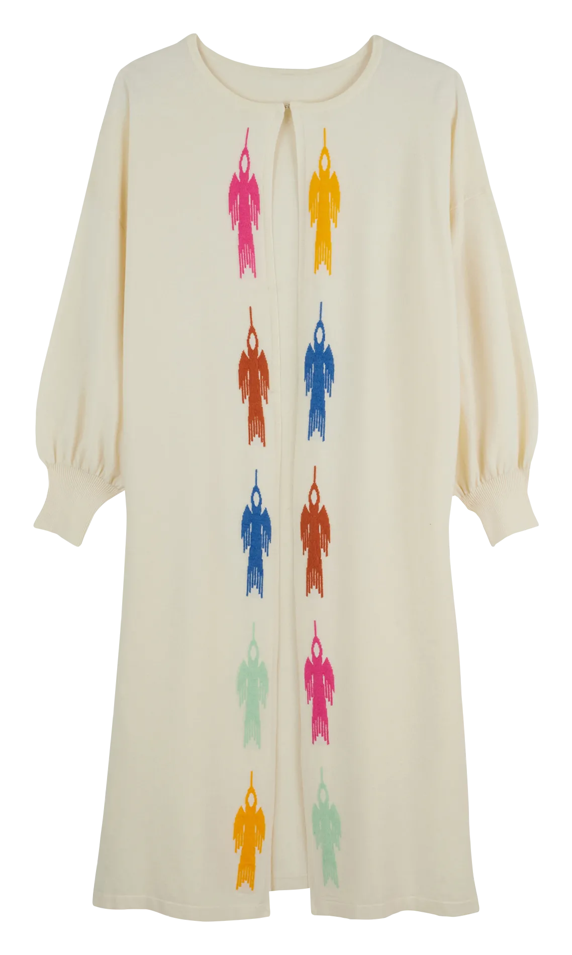 Gilet long ouvert imprimé en maille Beige CAYPI