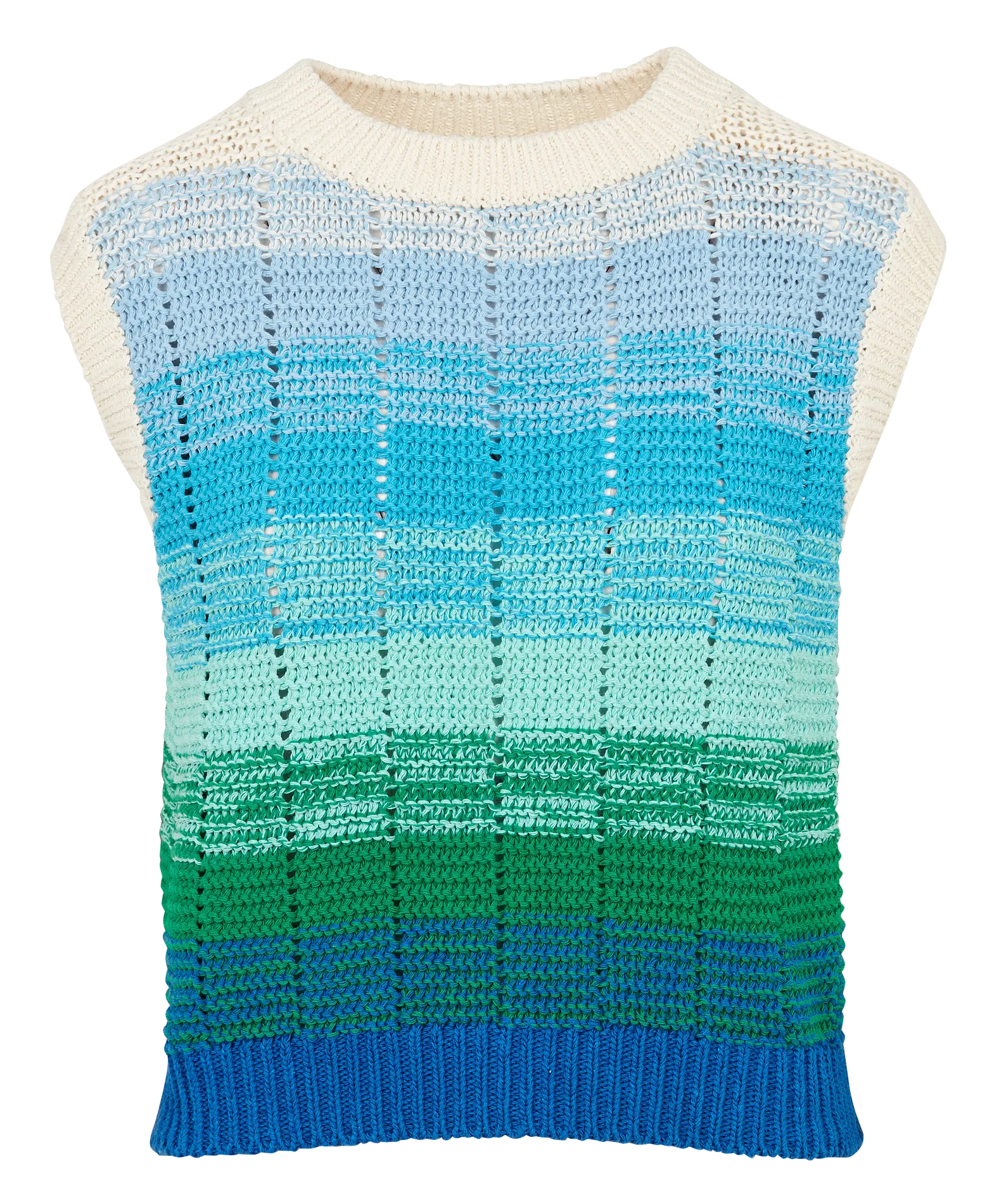 Pull col rond droit en coton recyclé mélangé Vert