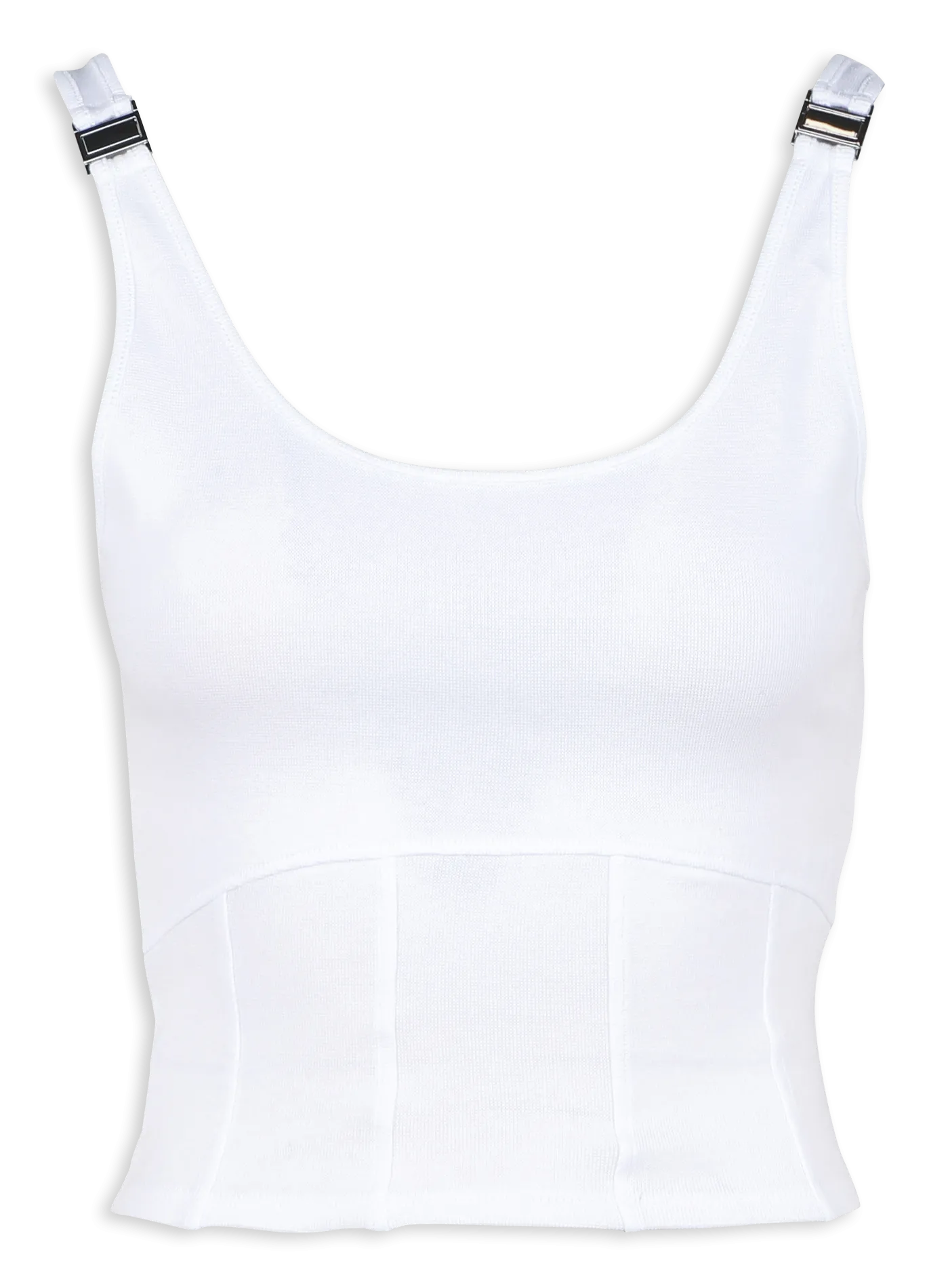 Top court décolleté au dos à bretelles fines en coton mélangé Blanc DEWIS