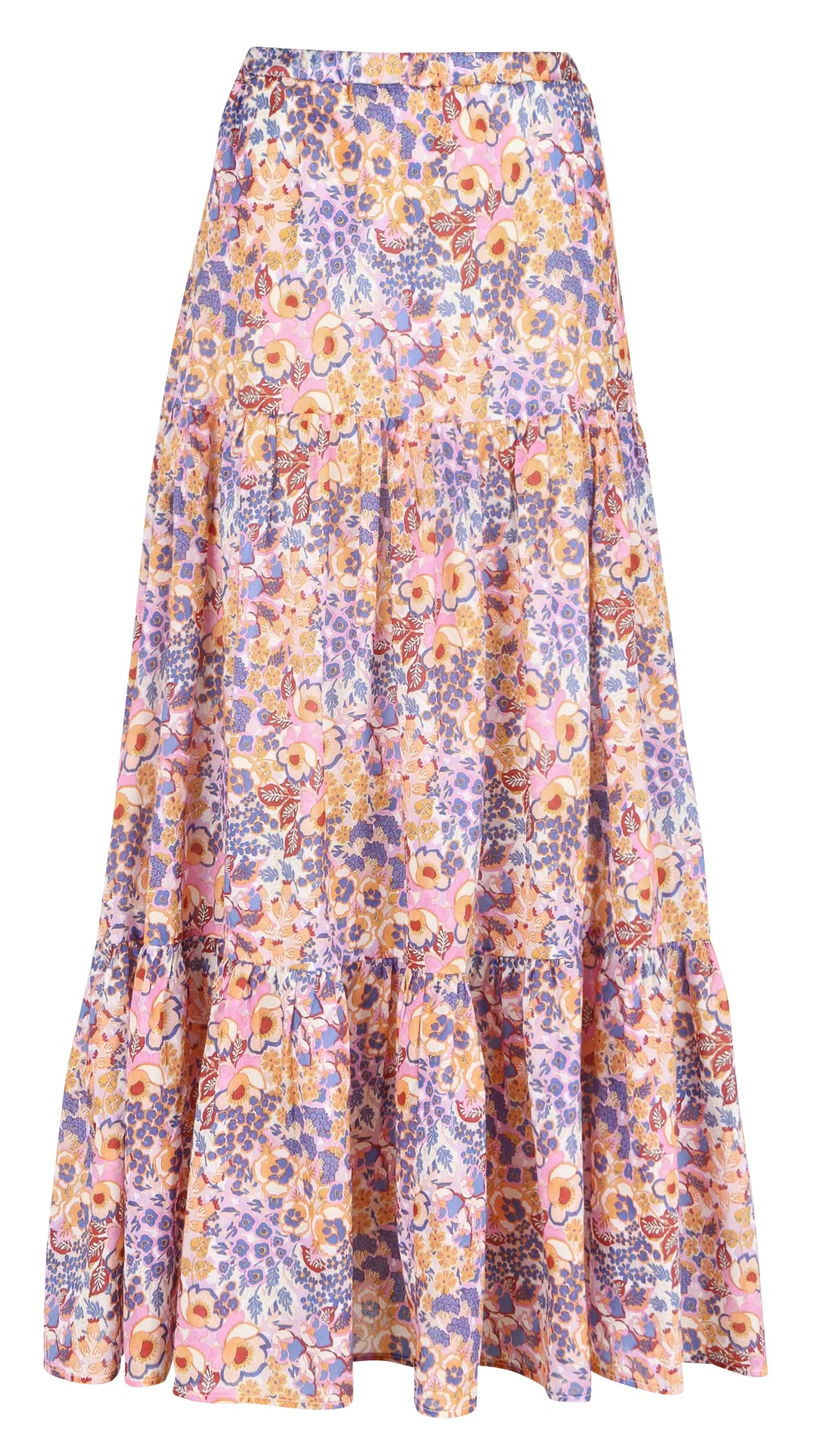 Jupe maxi évasée imprimée Rose