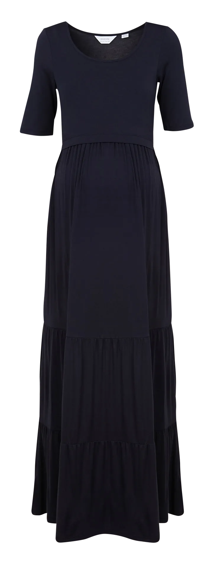 Robe longue ample à col rond Bleu ESTER