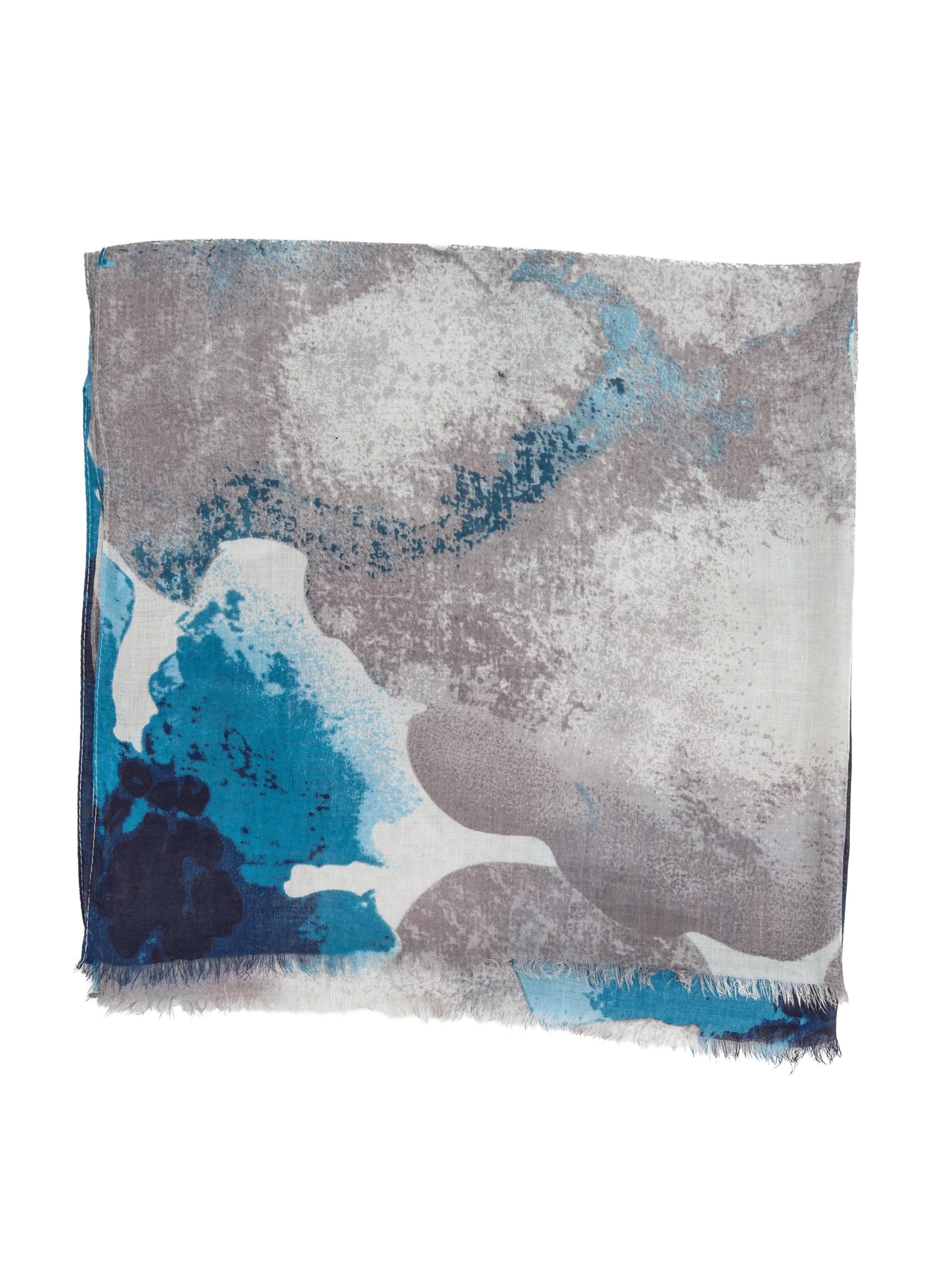 Etole transparente à imprimé abstrait et bords francs Bleu