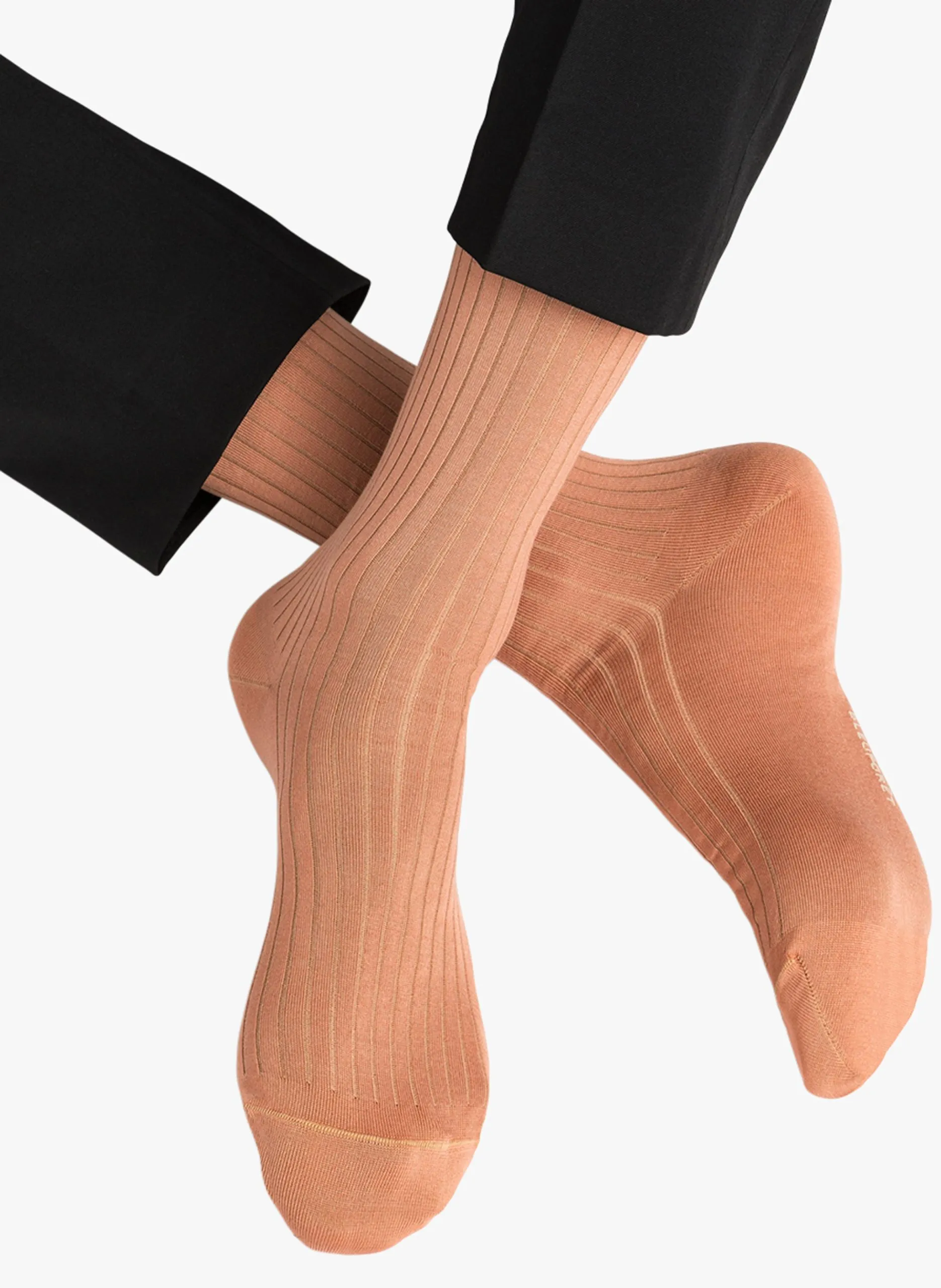 Chaussettes hautes côtelées en fil d'écosse Orange