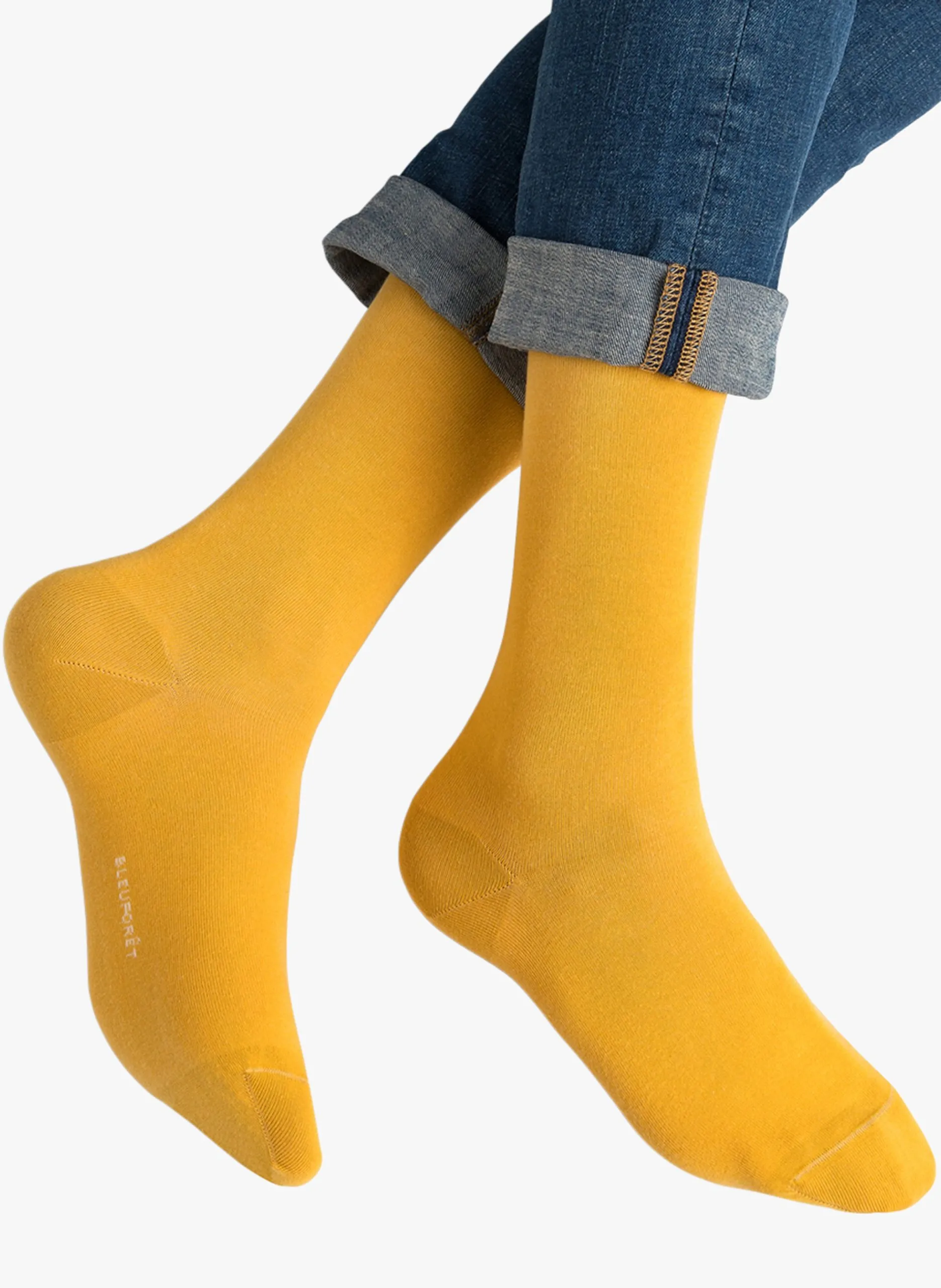 Chaussettes mi-hautes en coton stretch Jaune
