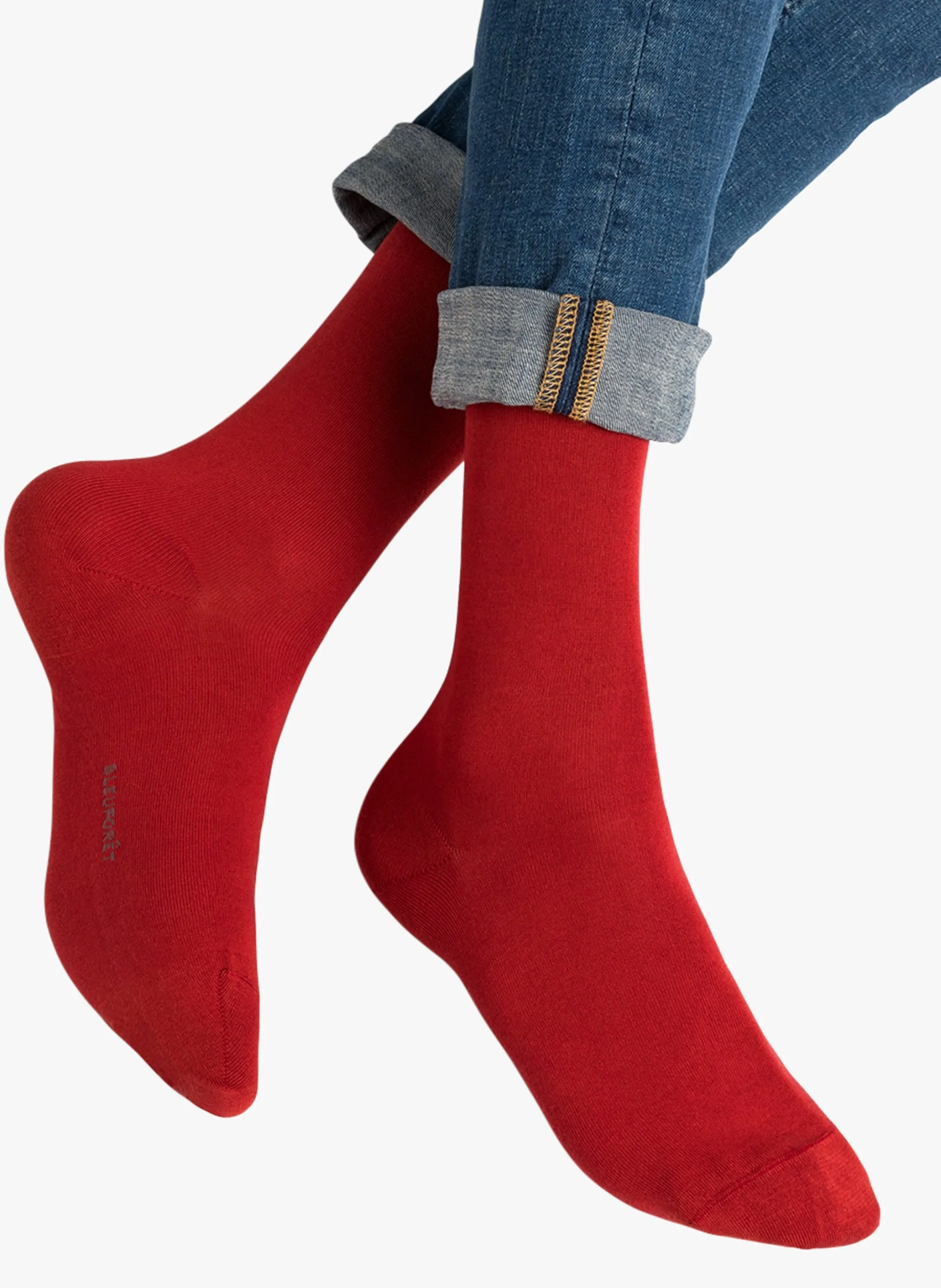 Chaussettes mi-hautes en coton stretch Rouge