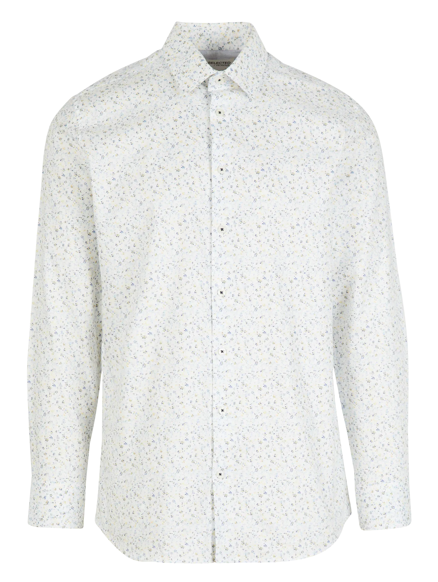 Chemise col classique slim-fit imprimé fleuri en coton Blanc