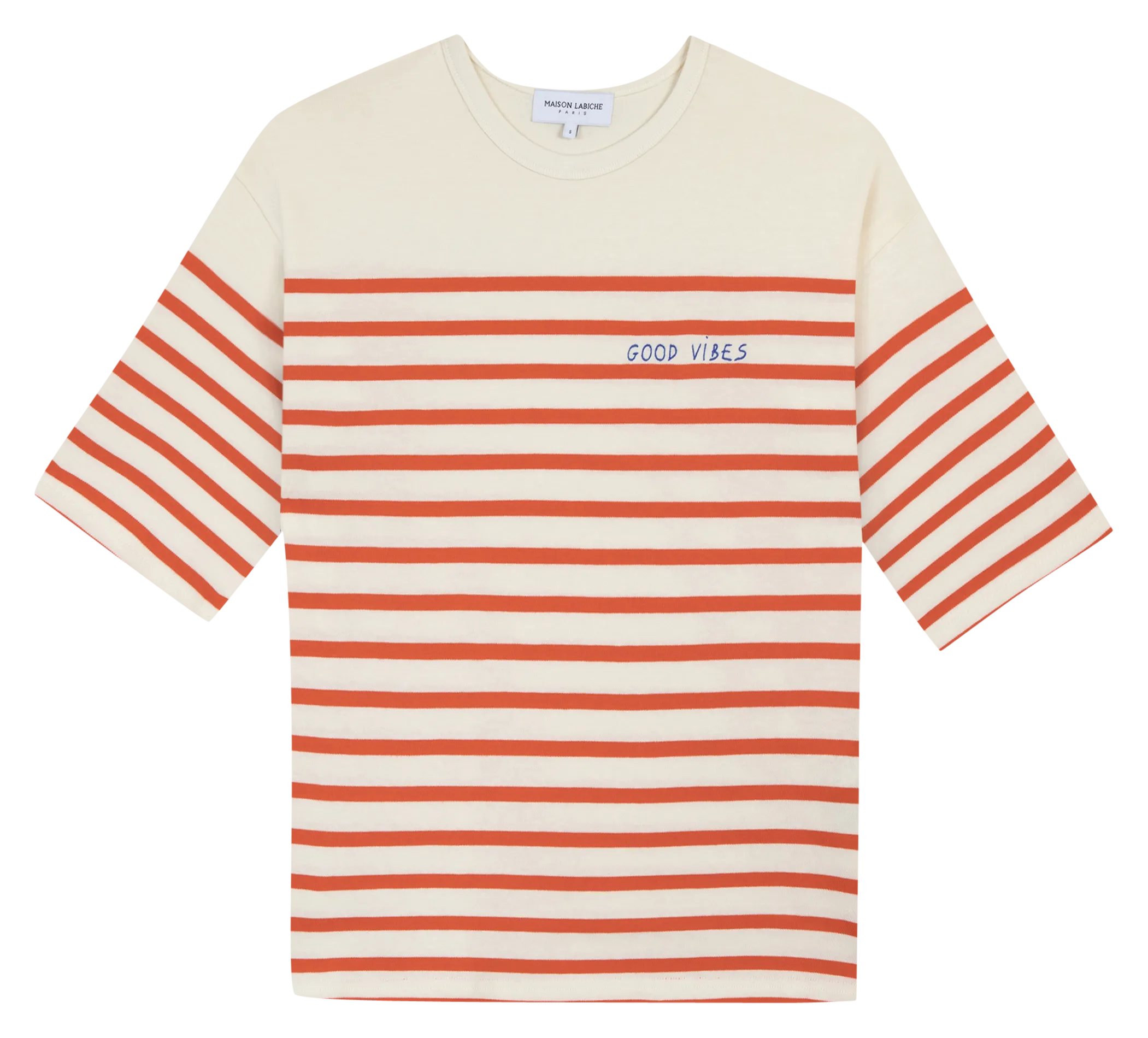 Tee-shirt ample col rond en coton bio Blanc MONTPAR SS GOOD VIBES