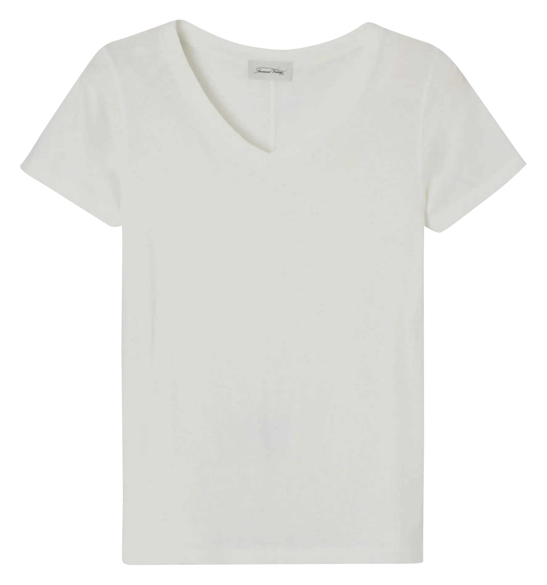 Tee-shirt col V en coton Blanc GAMIPY