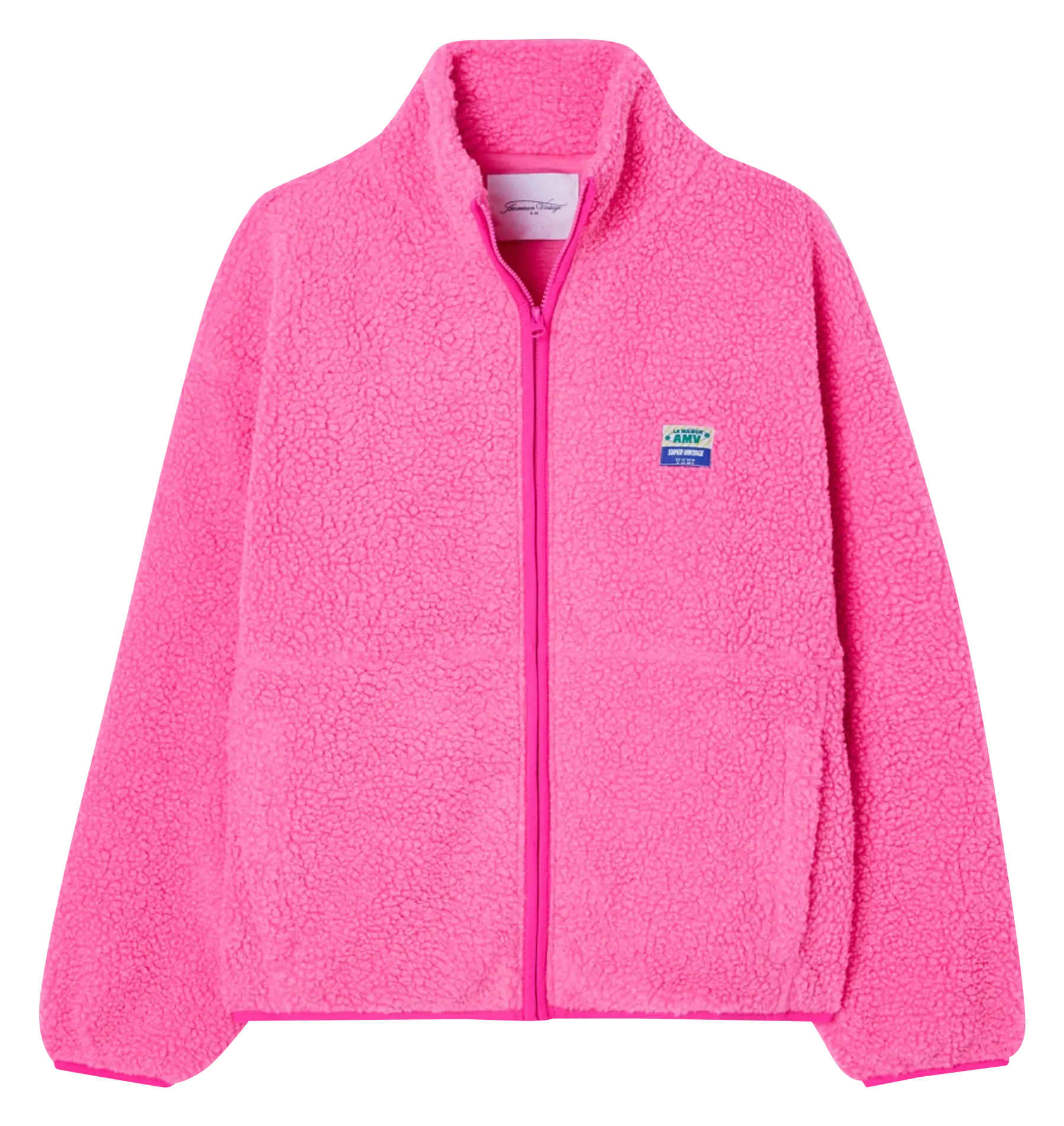 Veste ample zippée à col montant polaire Rose HOKTOWN
