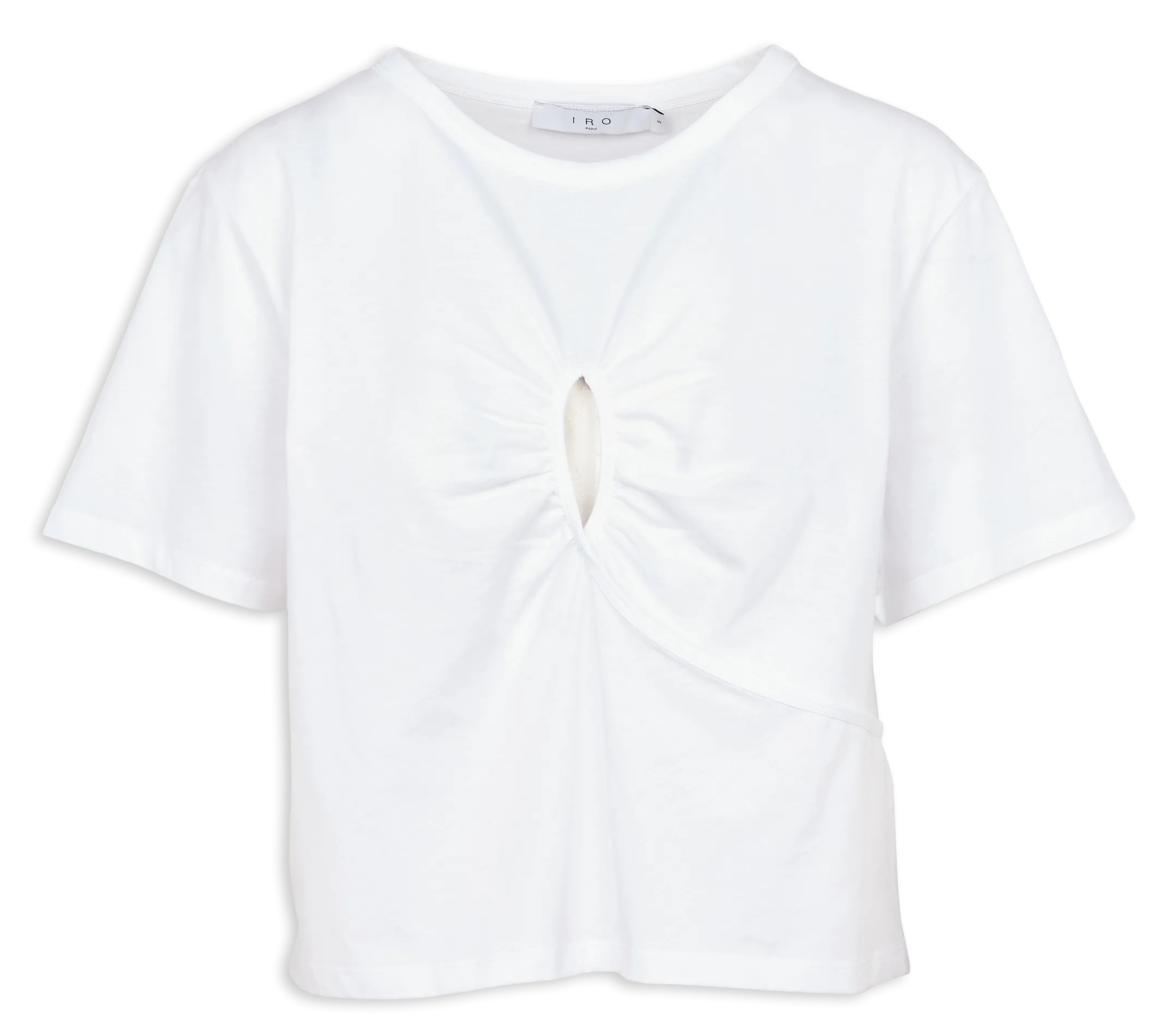 Tee-shirt ouvert avec fronces en coton Blanc TEJY