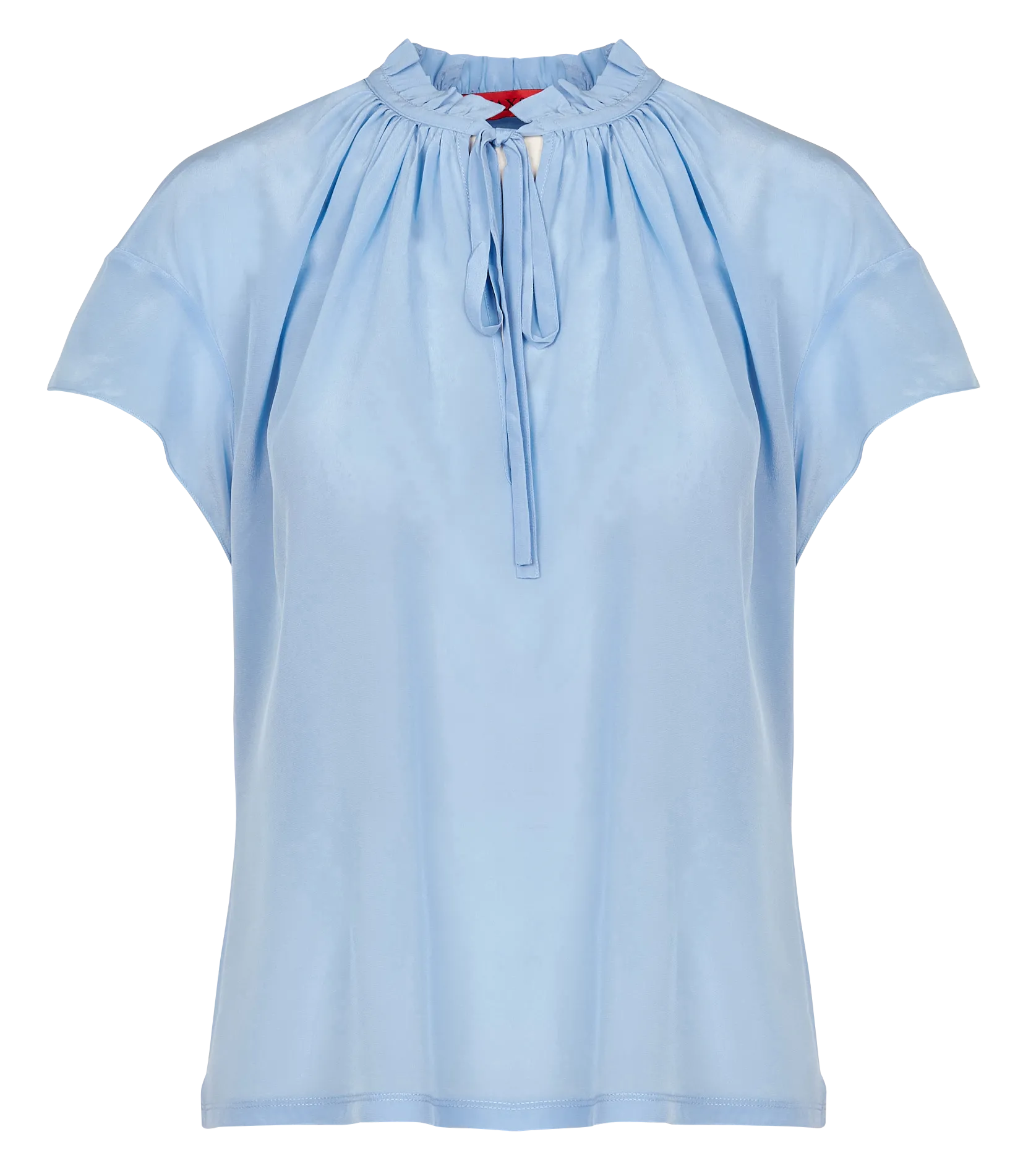 Top ample col montant en soie Bleu VIDIM